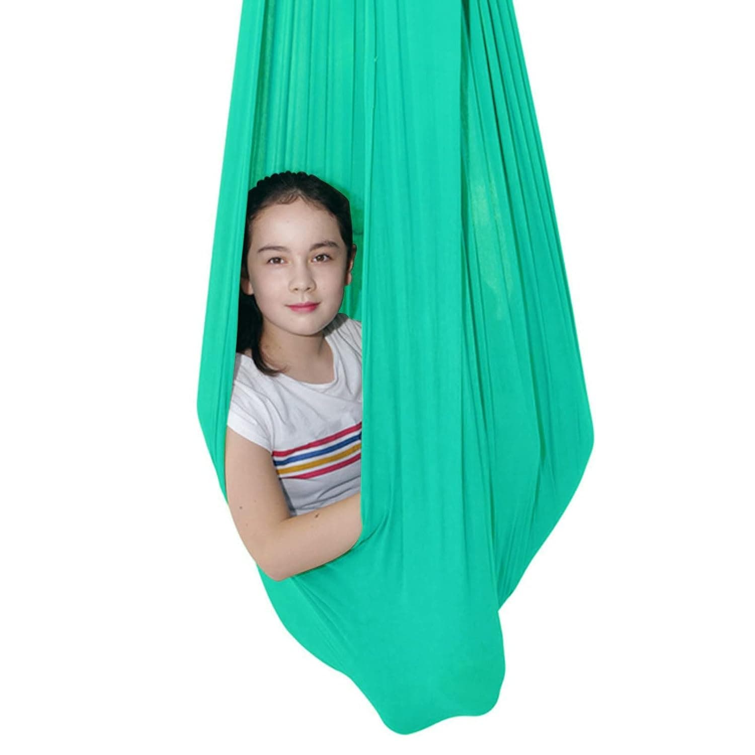 Sensory Swing for adults Indoor kids Therapy Swing Calming Snuggle Hammock durable soft strong fabric swing Best suited for children with SPD Autism and Asperger (Color : Lake green, Size : 1M x 2.8