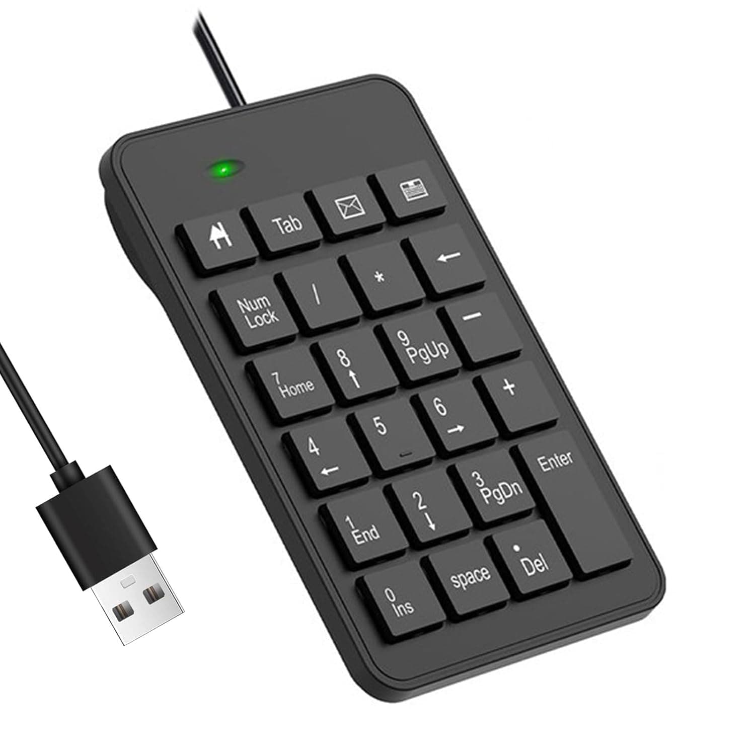Excefore Wired USB Numeric Keypad for Laptop and Desktop Computer, 10 Key External Number Pad for Data Entry and Accounting, Portable Slim Design for Windows PC and Notebook Accessories