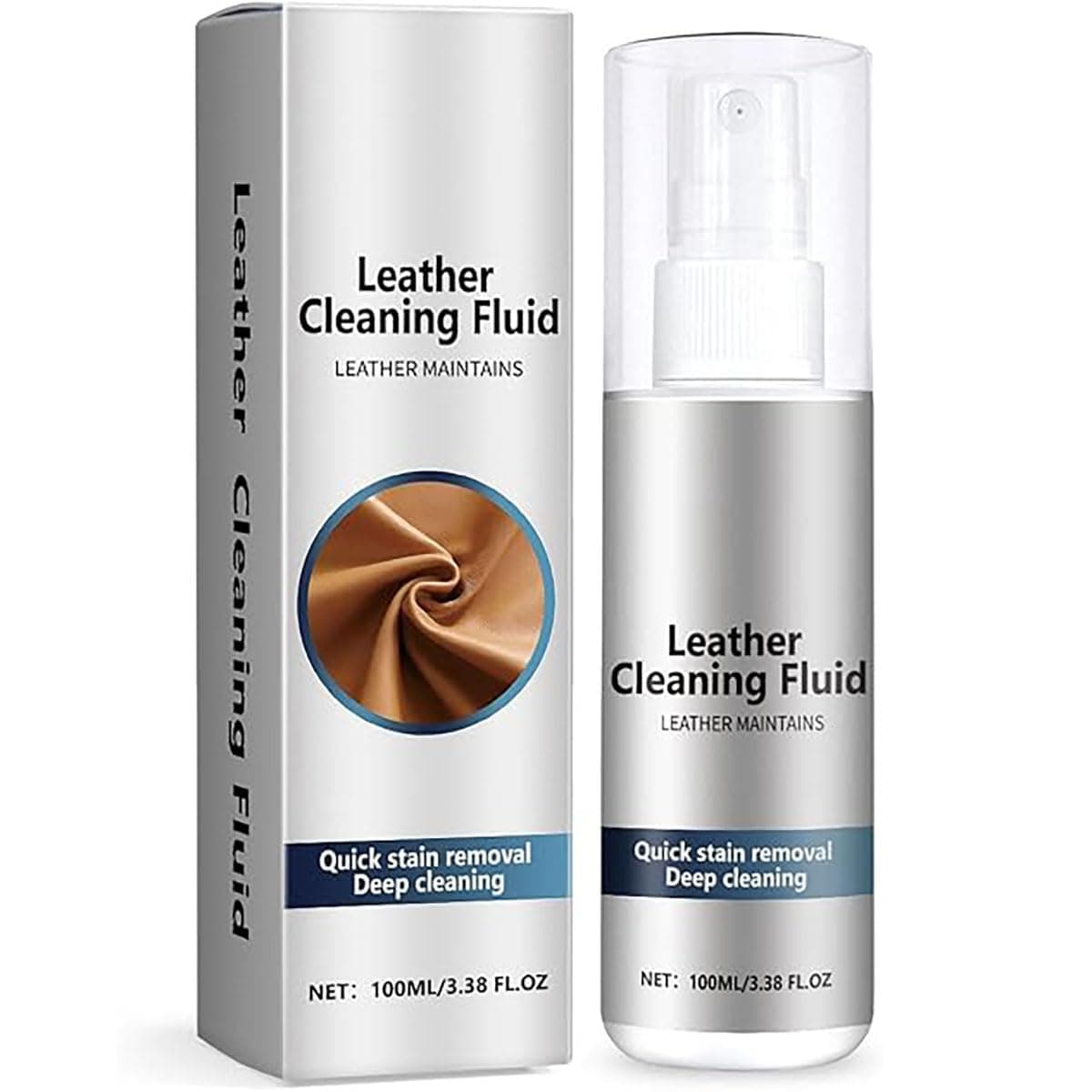 Paporich 100ml Organic Leather Cleaner & Conditioner Kit, Quick Restoration Cleaning Formula for Leather Goods, Softens & Cleans Shoes, Bags, Furniture, Car Interiors, Leather Care