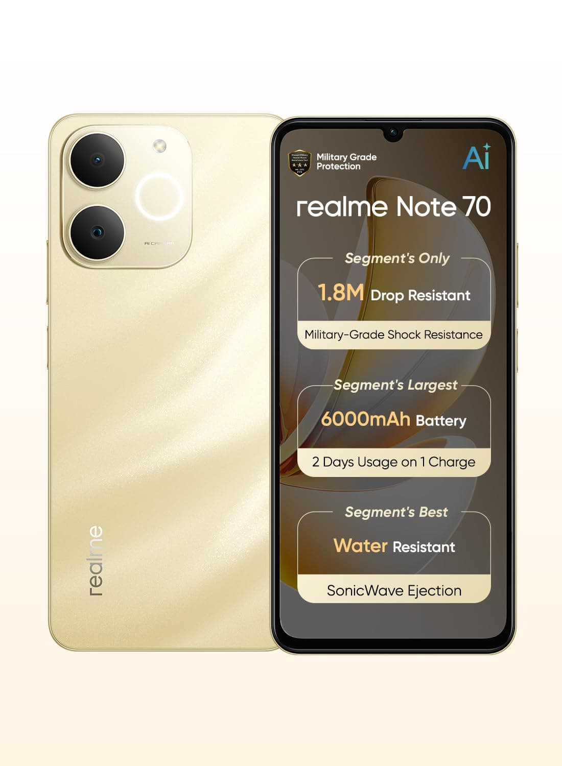 realme Note 70 4GB RAM 128GB - Middle East Version (Beach Gold)