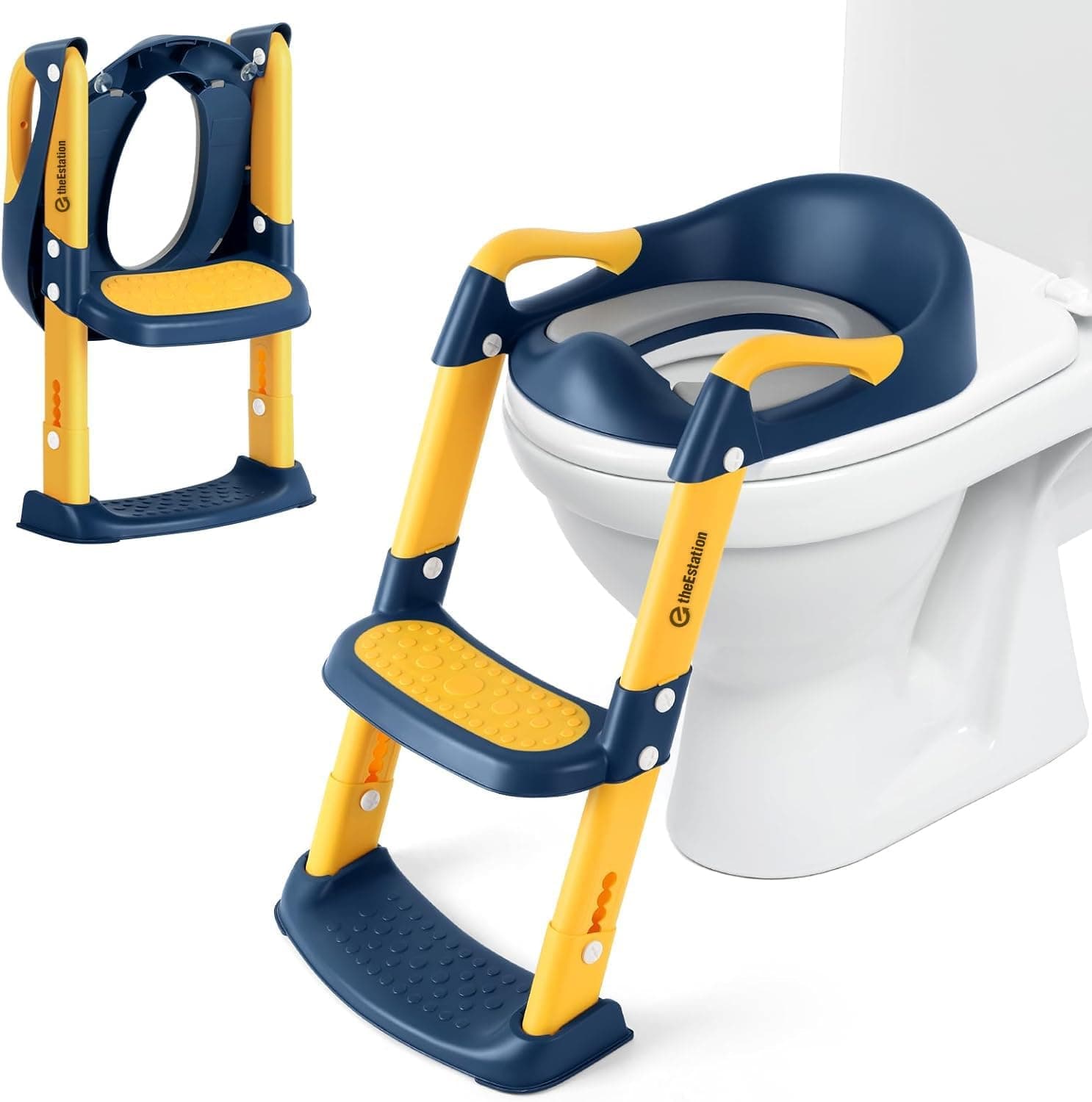 NA Potty Training Seat with Step Stool,Foldable Adjustable Potty Training Toilet Seat for Kids Boys Girls Toddlers Potty Chair with PU Cushion