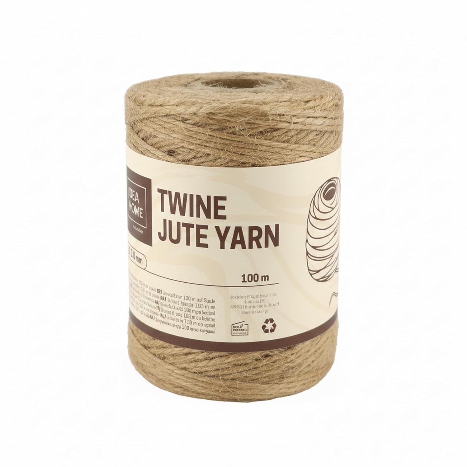 IDEA Home Natural Jute Twine, 100 m x 2.0 mm Craft Cord & Decorative Cord, Natural Jute Yarn for Garden, Gift Wrapping, Office & DIY Projects