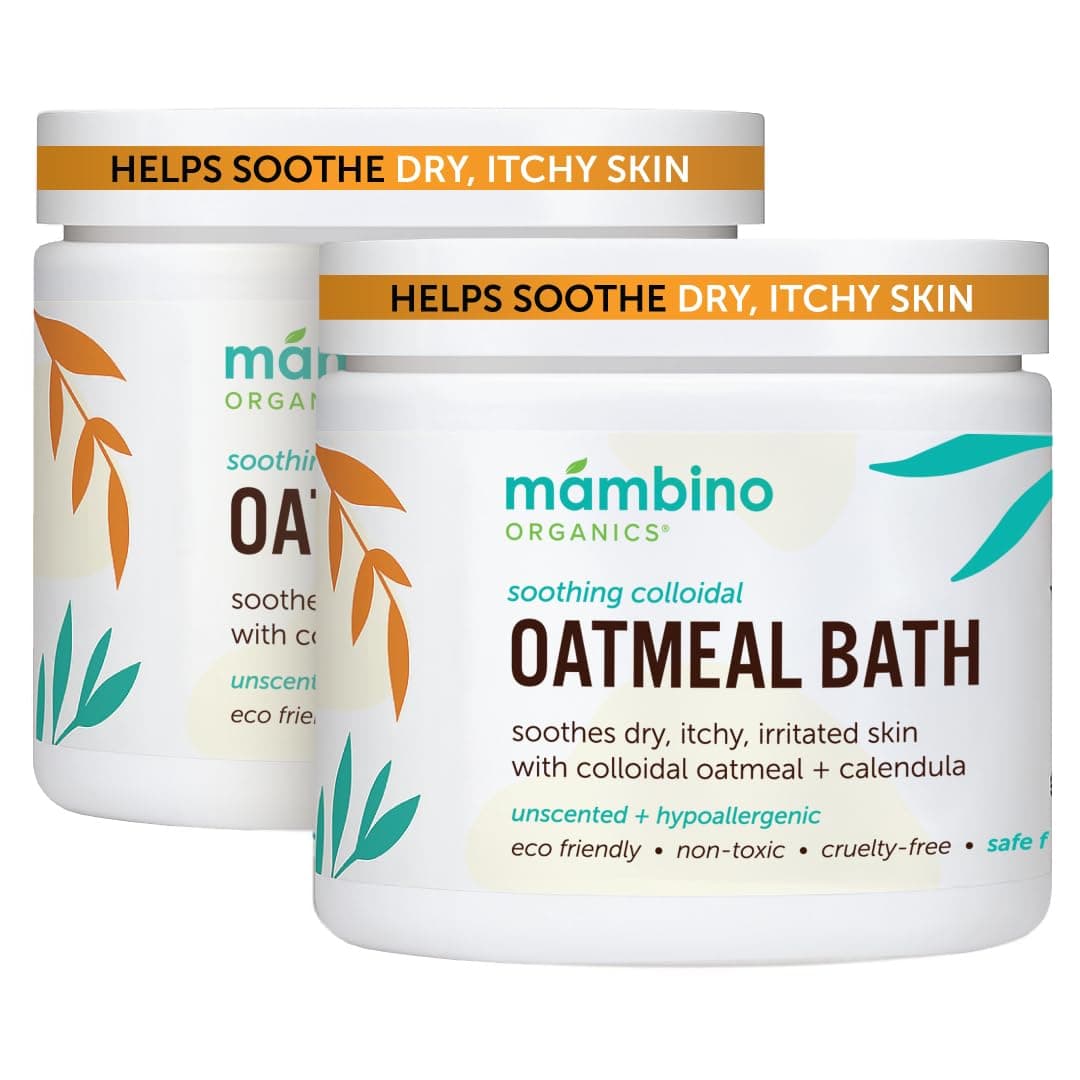 Organic Colloidal Oatmeal Bath Soak – 6oz 2-Pack of Oatmeal Powder for Dry, Irritated, Itchy Skin Relief – Cruelty-Free & Organic Bath Products for Adults Bath, Baby & Kids Bath by Mambino Organics