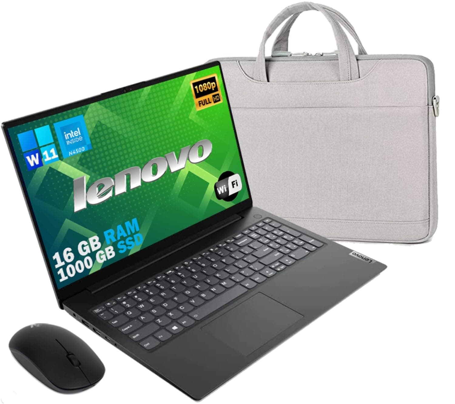 Lenovo, Laptop PC Notebook Ready to Use, 15.6 Inch FHD Display, N4500 CPU, 16GB RAM, 1000GB SSD, Windows 11 Pro, Laptop Computer MOUSEe Free Bag