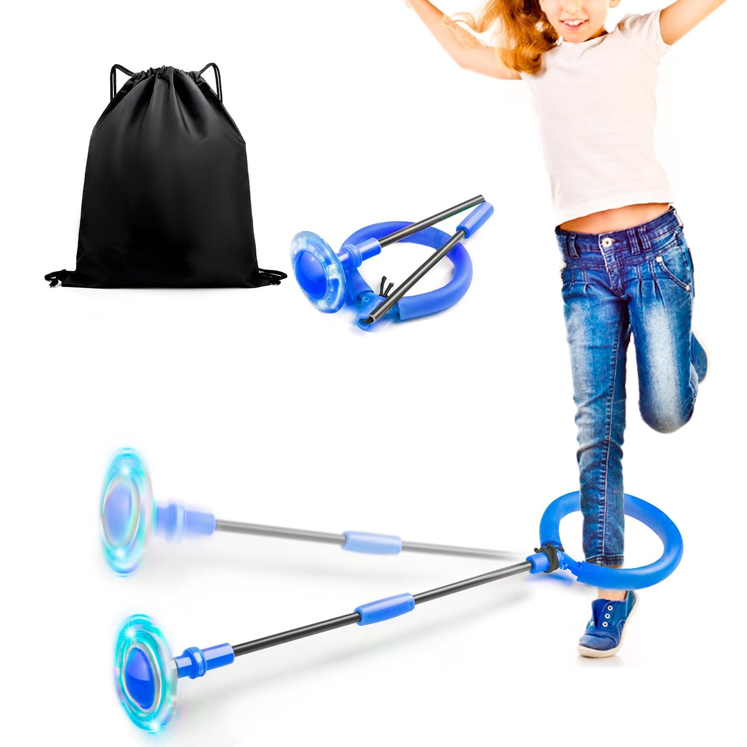 Jalunth Jump Ring Foot Spinner Swing Wheel Outdoor Garden Outdoor Flashing Skip Ball Toy Games Children Adults Boys Girls 5 6 7 8 9 10 11 12 13 Years Children's Day Gift with Light Wheel