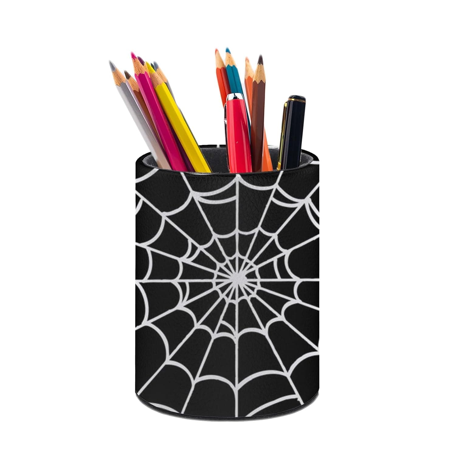 Spider Web Pen Holder Pencil Organizer Cute Pencil Cup Desk Decor Makeup Brush Holder PU Multifunctional Office Suppliesfor Home Classroom School