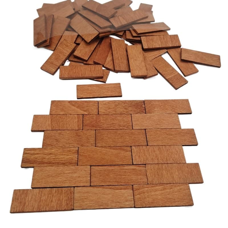 200 Pcs Pale Brown Miniature Dollhouse Flooring Wooden Floor, Boards 1:12 Scale DIY Craft Supplies Realistic Texture Replacement Floor for Doll House, Model, Mini Furniture and Home Decor Accessories