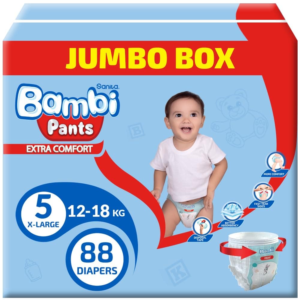 Sanita Bambi Pants, Size 5, XL, Jumbo Box, 88 Diapers