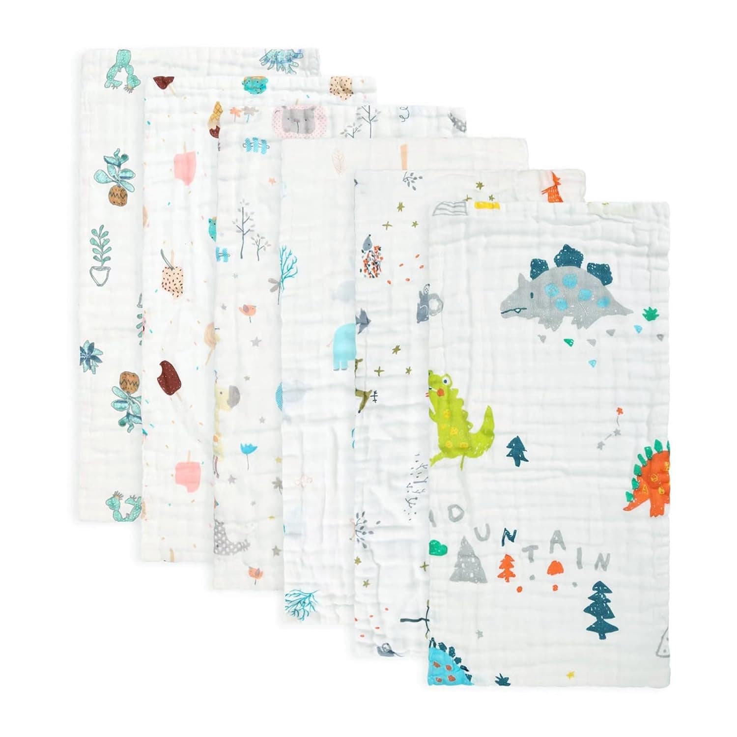 Muslin Burp Cloths for Babies Ultra Soft Cotton and Absorbent Spit Up Cloths Newborn Essentials for Baby Registry Search 20'' X 10''(6pack) | Spit Up & Drool for Newborn,Absorbent,Breathable,Unisex, for Boys and Girls Nursery,Essentials Shower,Machine Washable