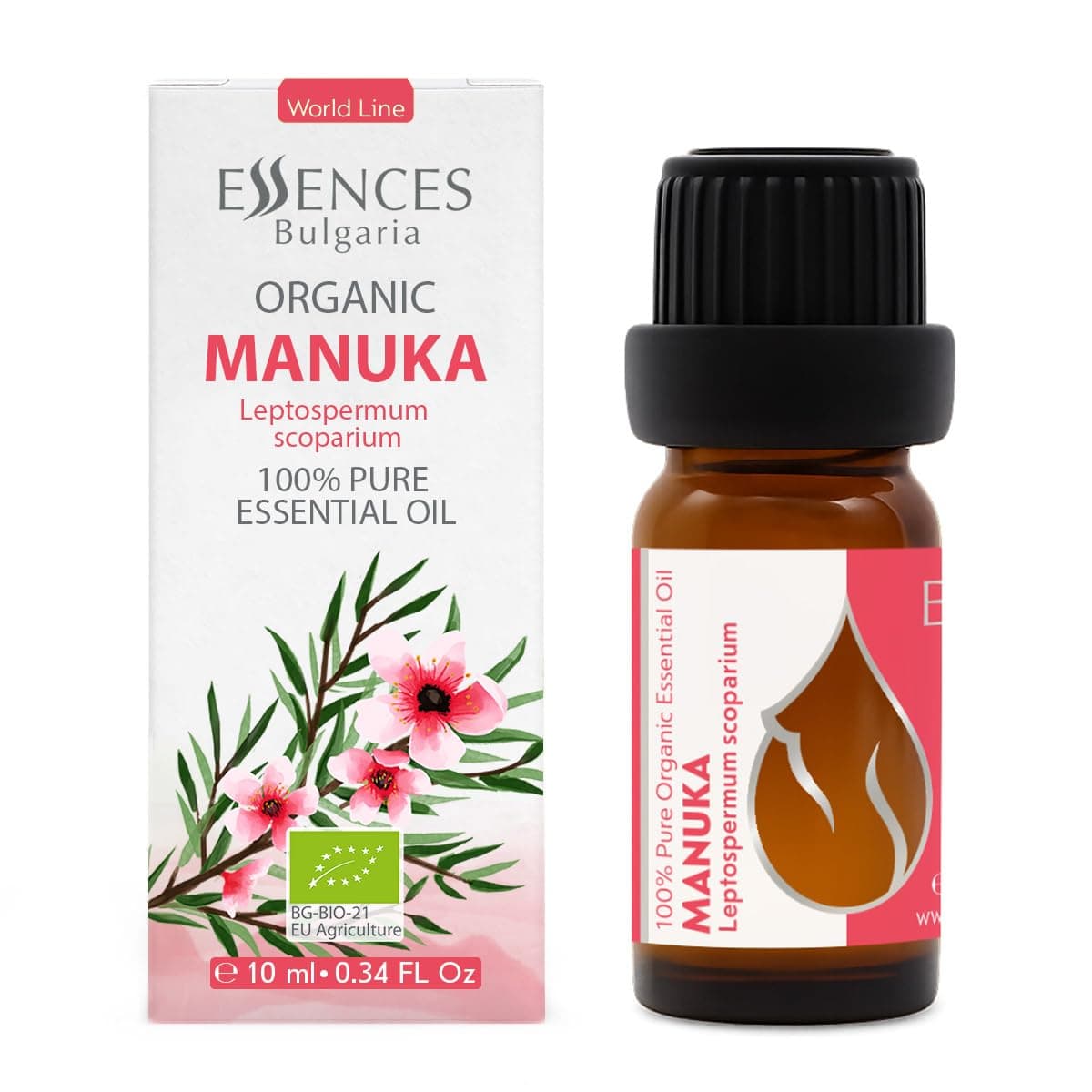 Essences Bulgaria Organic Manuka Essential Oil 0.34 Fl Oz | 10ml | Leptospermum scoparium | 100% Pure and Natural | Undiluted | Therapeutic Grade | Aromatherapy | Cosmetics | Cruelty Free | Non-GMO