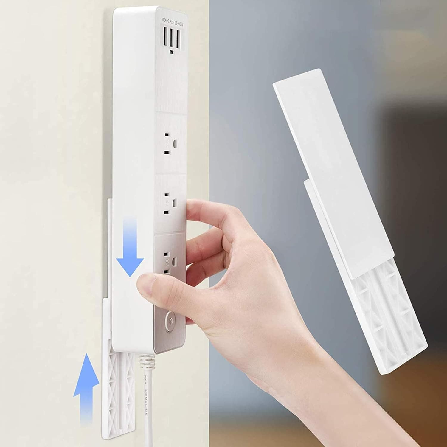 COSMAX Self Adhesive Power Strip Holder Surge Protector Fixator Wall Mount Punch Free Cable Management System