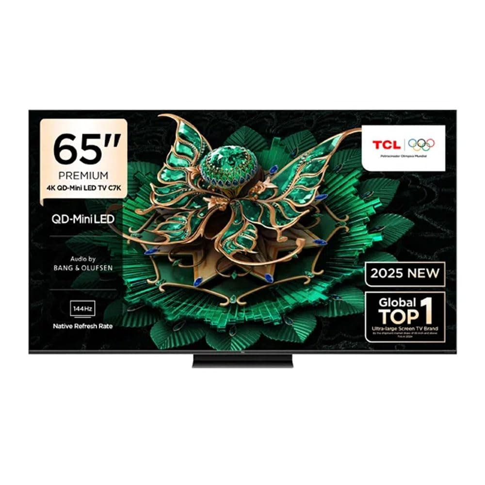 TCL television 65 Inch Smart TV 4K QLED, Google TV, HDR 2600 nits CrystlGlow HVA Panel, 144Hz, Quantum Dot Technology, AiPQ Pro Processor, IMAX Enhanced Audio, Slim Design 65C7K - (2025 Model), Black