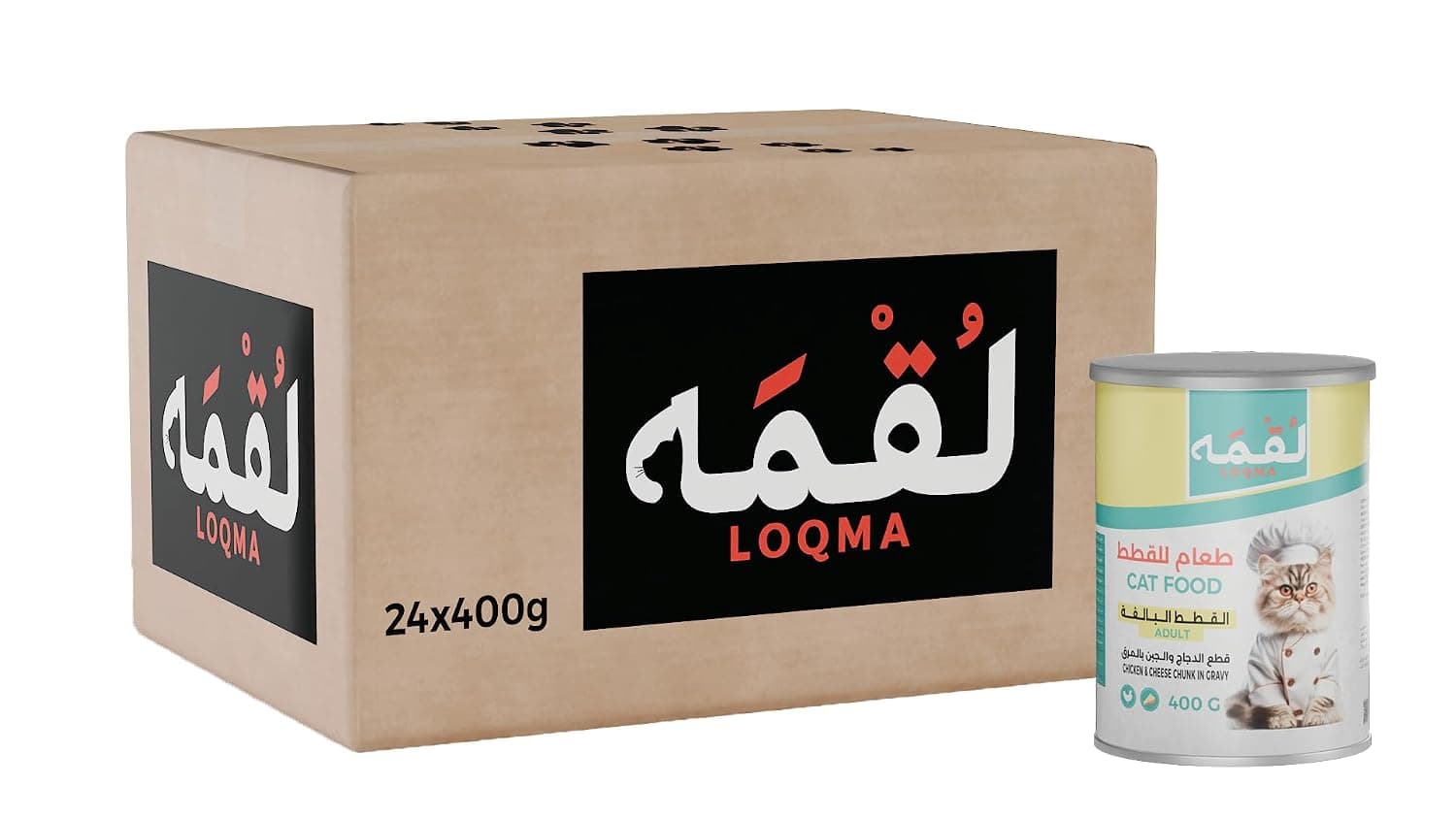 Loqma Chicken & Cheese Chunk In Gravy For Adult Cat, 24 x 400 g