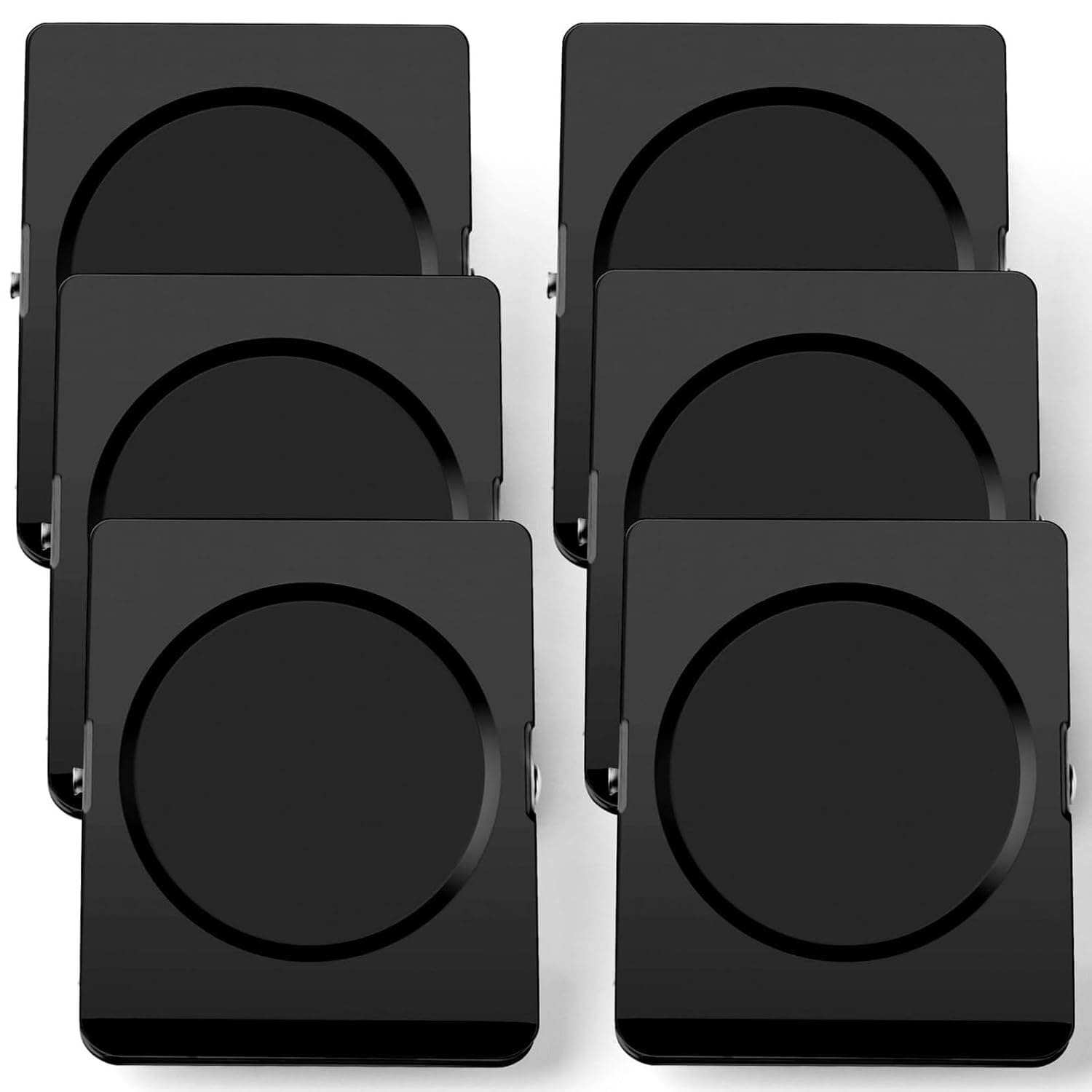 مشابك مغناطيسية كبيرة شديدة التحمل للثلاجة من الميكاكوز، 2.2 انش، اسود، عبوة من 6 قطع