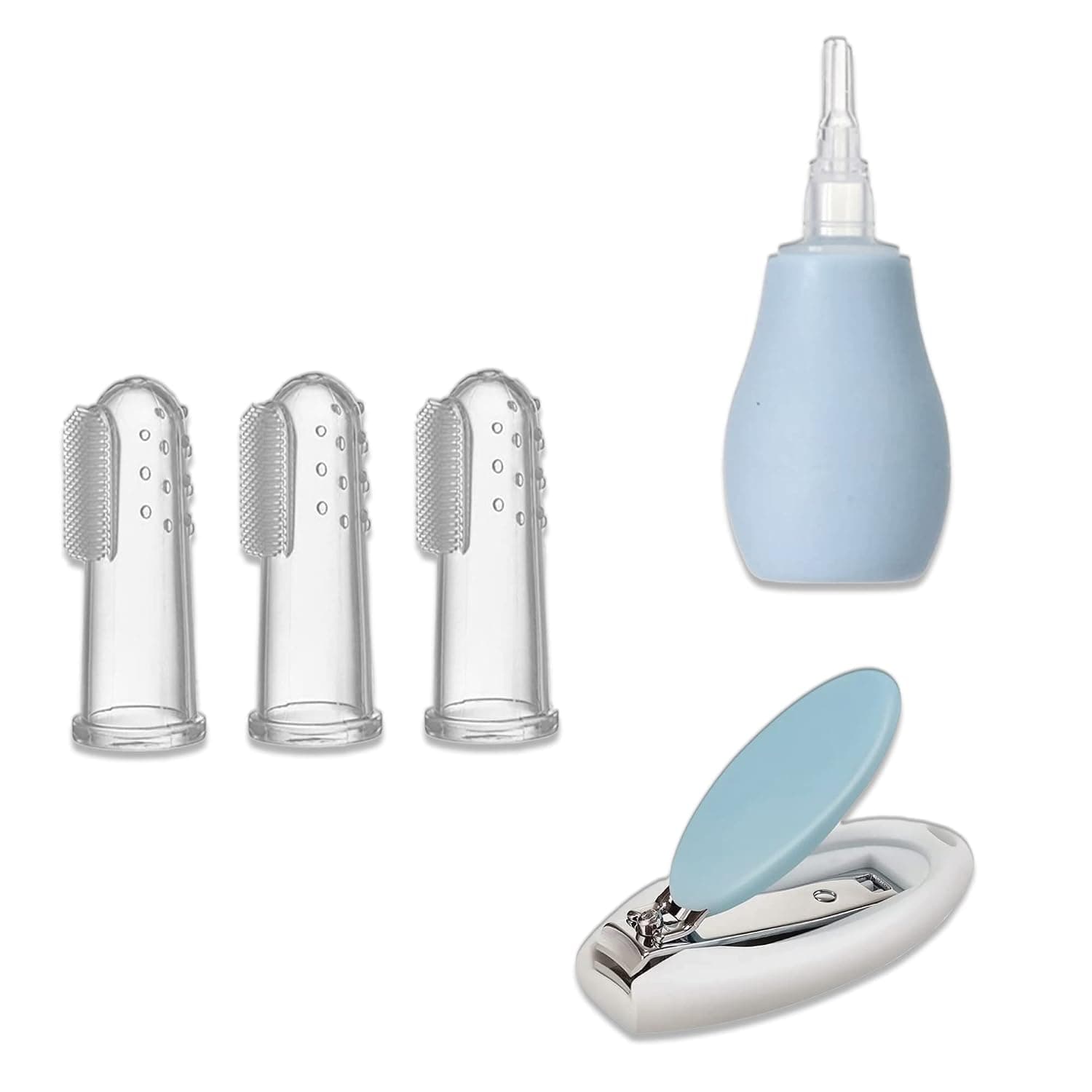 Baby Care Kit, 3Pcs Convenient Healthcare Grooming Set Nail Clipper, Nose Cleaner, teethe brush Set, for Toddler Infant