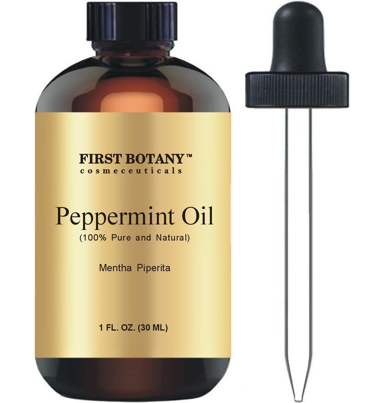 First Botany 100% Pure Peppermint Oil - Premium Peppermint Essential Oil for Aromatherapy, Massage & Household Uses - 1 fl oz