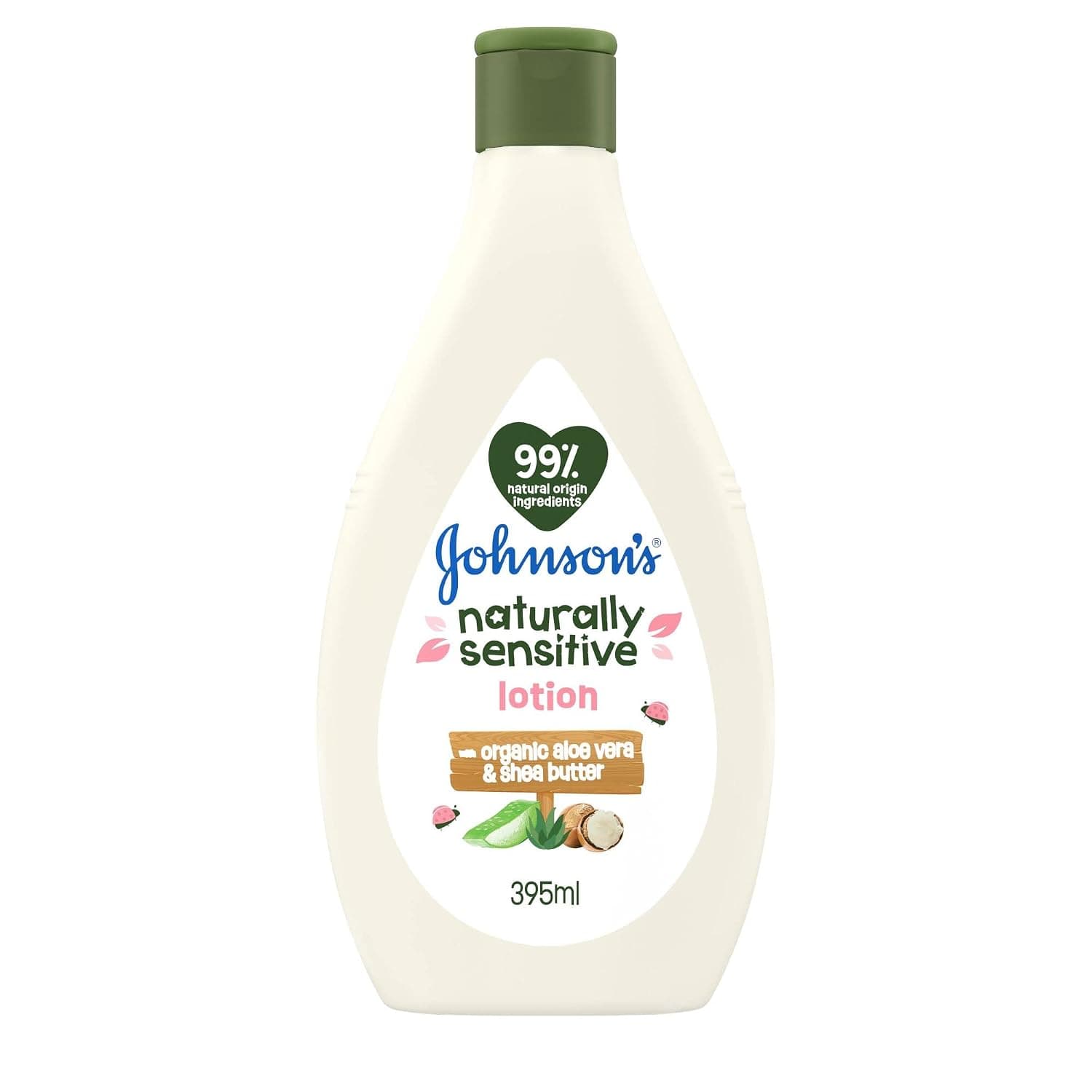 Johnson's Baby Naturally Sensitive Lotion, Natural Ingredients, Hypoallergenic and vegan formula for effective and gentle baby skin care. Dermatologically tested, 395ml