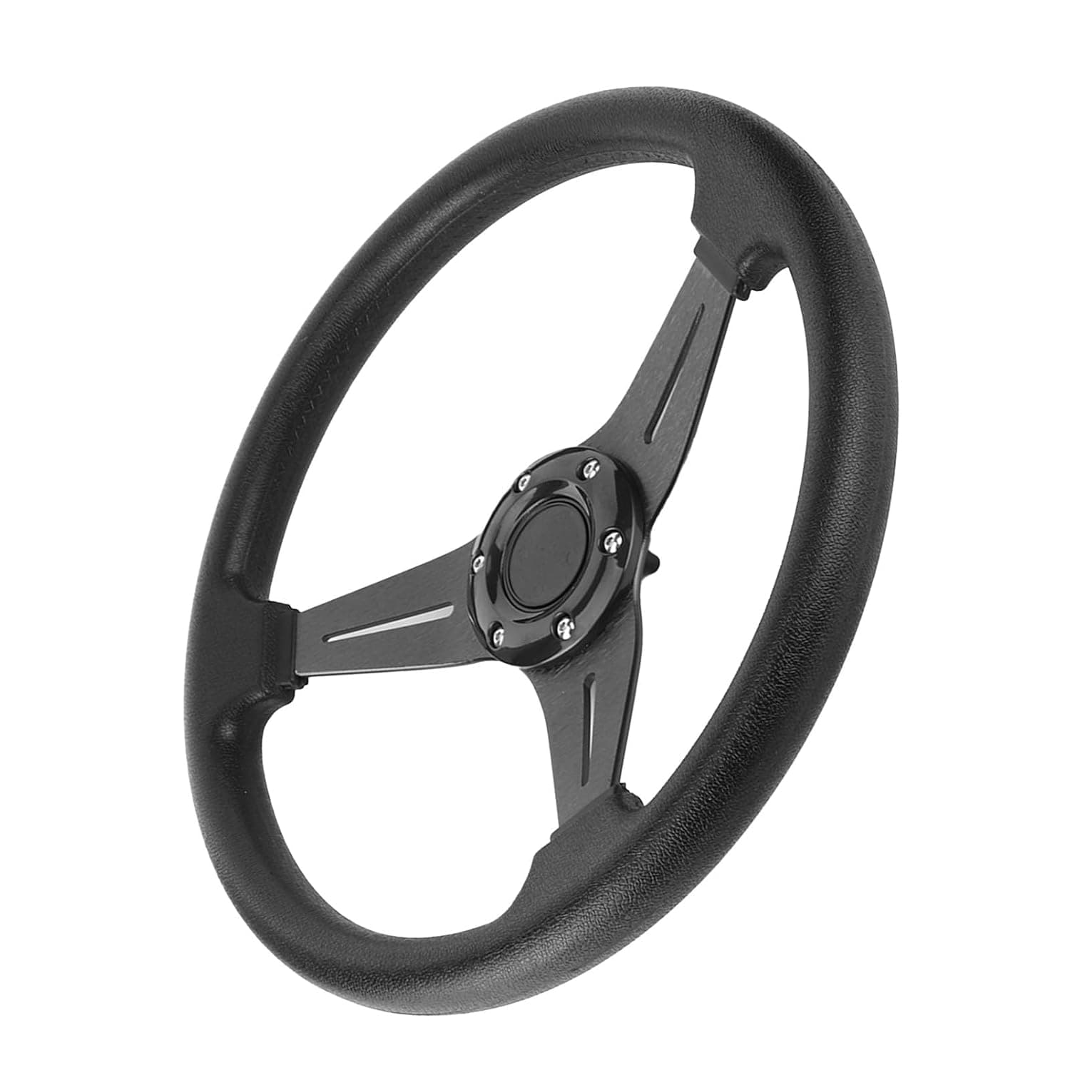 14in Drifting Racing Car Steering Wheel Replacement, Made of Aluminum Alloy + PU, Upgrade Your Car Style, Universal Fit for Most Vehicles (Black)