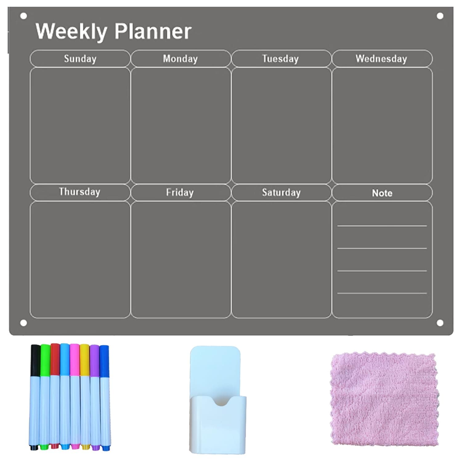 Weekly Meal Planner Acrylic Board, 30 x 40cm Acrylic Dry Erase Board, Magnet Weekly Calendar Planning Board Noteboard for Refrigerator
