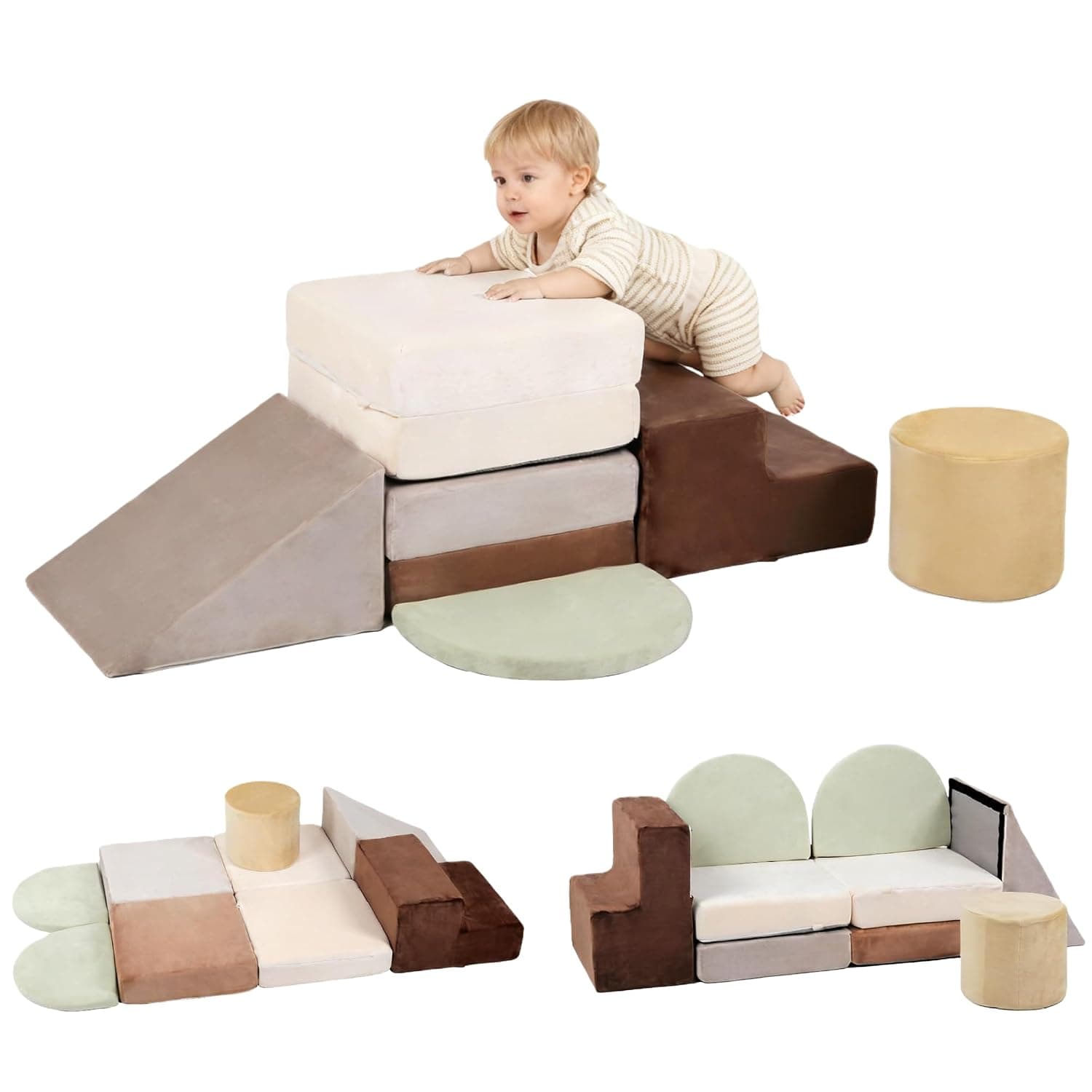 BanaSuper Foam Blocks for Baby Climbing, Baby Gym with Mat, Motor Skills Game, Soft Climber and Psychomotor Blocks, EN71 Certified Indoor Montessori Toy