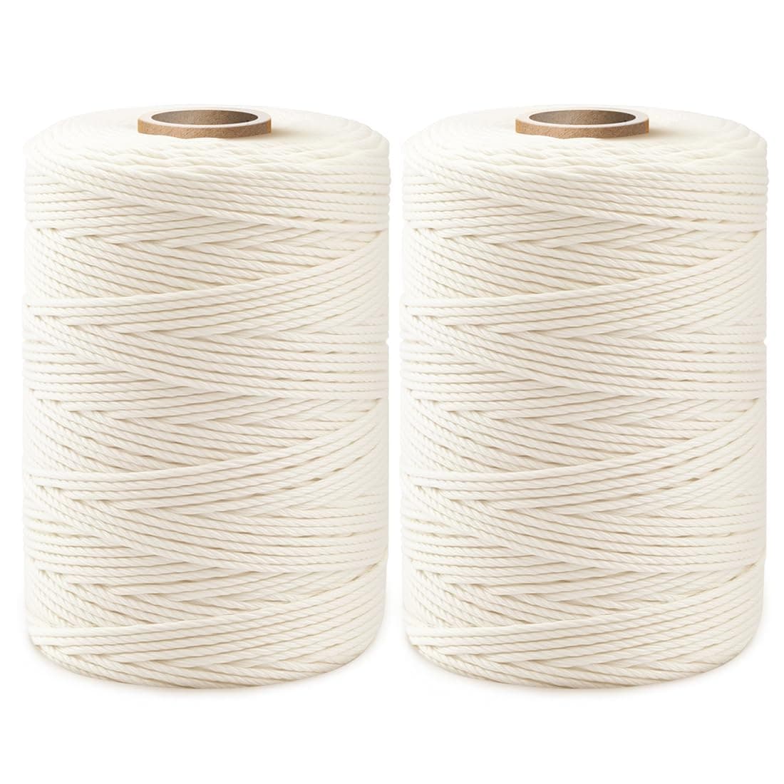 2Pcs 1200ft 2mm Natural Cotton Butchers Twine String for Cooking Kitchen Meat Turkey Sausage Roasting Baking Gift Wrapping DIY Crafts Crocheting Knitting
