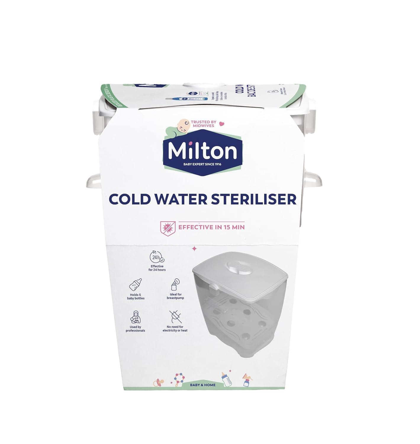Milton Cold Water Sterilising Unit-5000 ml |Sterilizer for Baby Products|Cleaning & Sterilisation|Health & Safety|, White