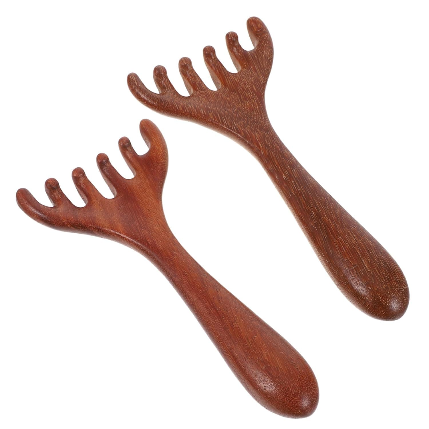 Gatuida 2pcs Wooden Scalp Eye Gua Tool Handheld Acupoint Massage Comb for Soothing Scalp Relief and Facial Relaxation Portable Antler Massage Tool