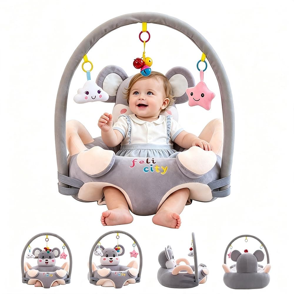 Baby Sitting Support Seat Sofa, Cartoon Cute Plush Baby Seat, Infant Learning Seat, Portable Baby Comfortable Floor Seat, Perfect Toddler Gift To Learn To Sit (Mouse)