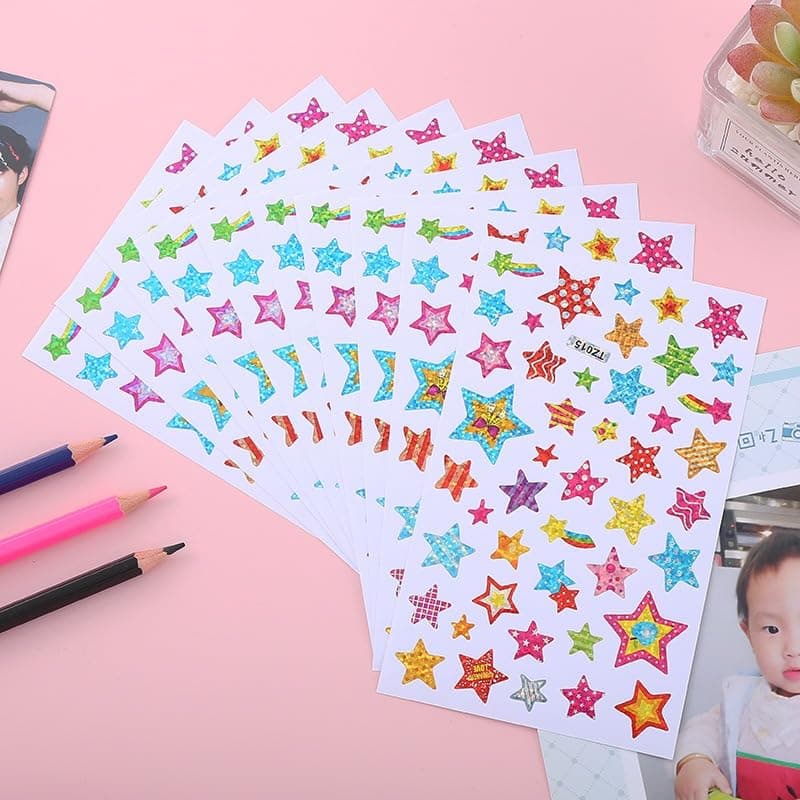 450 Pack Graphics Holographic Star Stickers for Reward, Behavior Chart, School Classroom Student Teacher Supplies