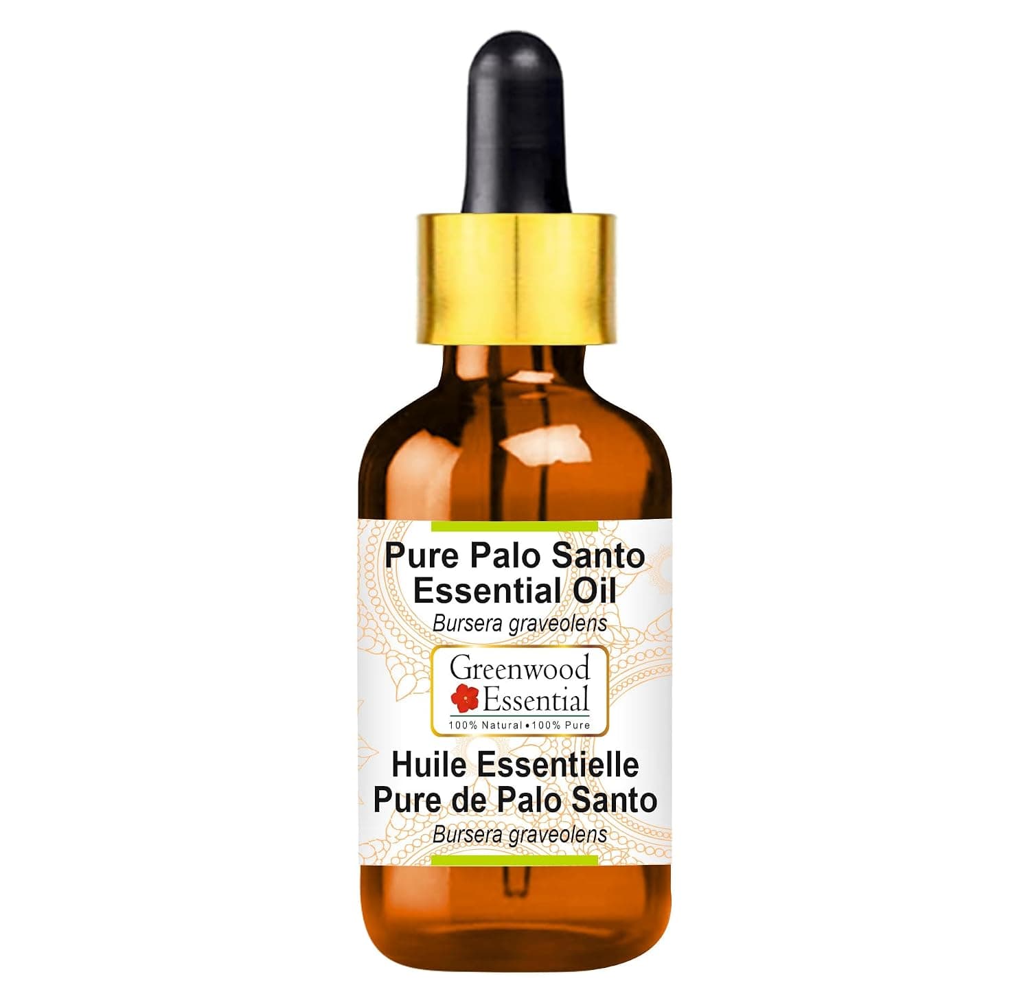 Greenwood Essential Pure Palo Santo Essential Oil (Bursera graveolens) Steam Distilled with Glass Dropper 15ml (0.50 oz)