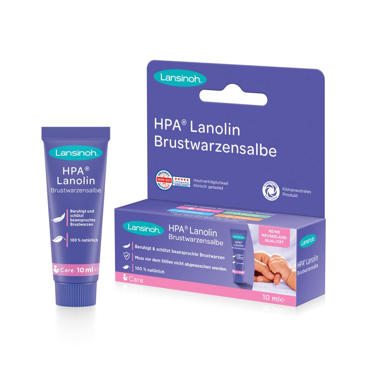 Lansinoh HPA Lanolin Ointment, 10 ml, 100% Natural, Soothes & Protects Stressed , Climate Neutral, 10940, Colourless | Soothes and protects stressed , does not need to be washed off before breastfeeding, dermatologically tested