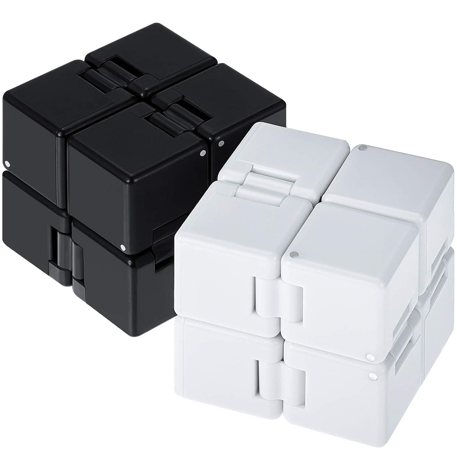 Gejoy Mini Infinity Cube Sensory Fidget Blocks Desk Toys for Stress Relief, ADHD for Autistic Kids and Adults (Black and White) Pack of 2