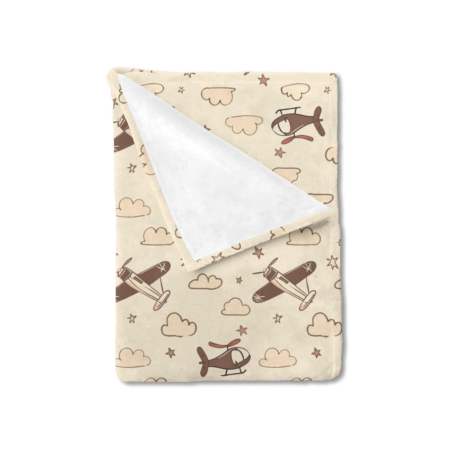 Unisex Plane Nursery Baby Throw Gift Blanket for Boys Girls, Cartoon Helicopters Clouds Stars Pattern Swaddle Receiving Bed Blanket for Newborn Toddlers Kids-30x40