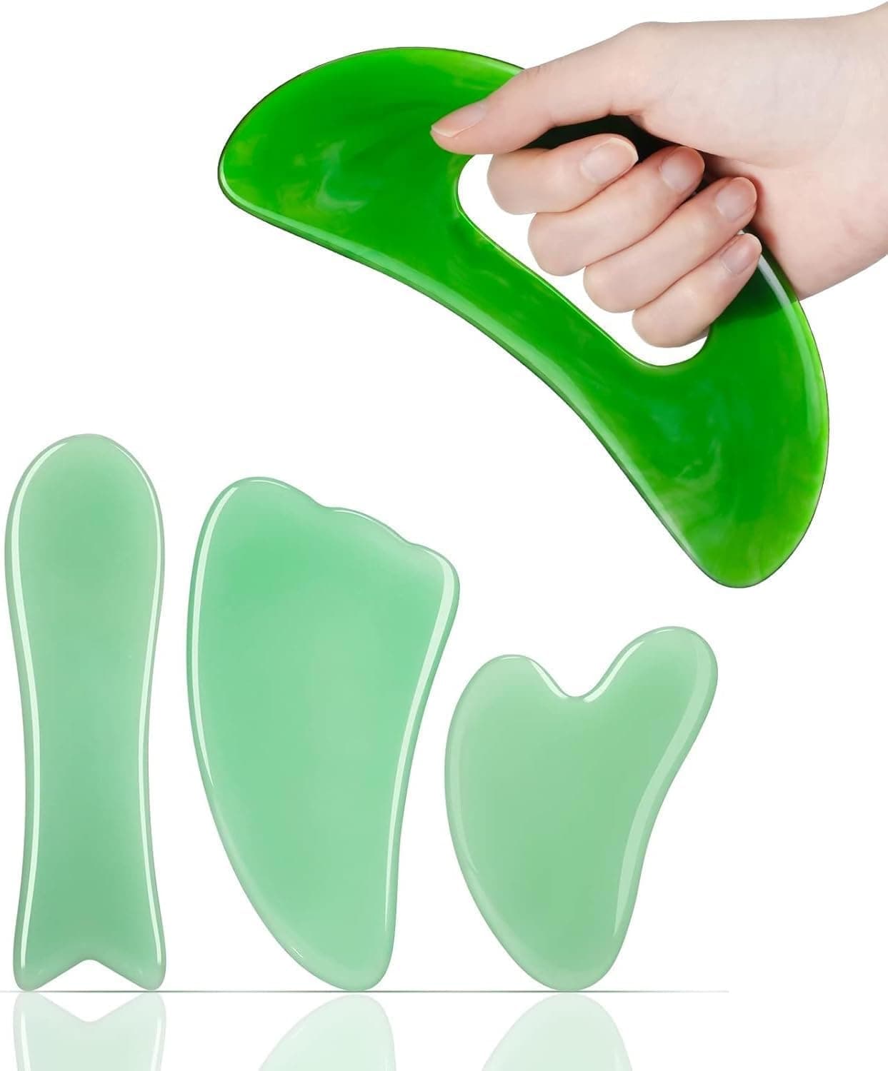 X spring Gua Sha Massage Facial Tool, 4PCS Resin Gua Sha Scraping Set for Body Contouring, Lymphatic Drainage Massager for Face Neck Back Leg, Body Sculpting Women Wellness and Relaxation Gift