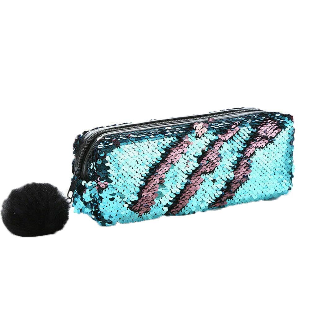 Reversible Sequin Pencil Case School College Make up Bag Pouch for Girls