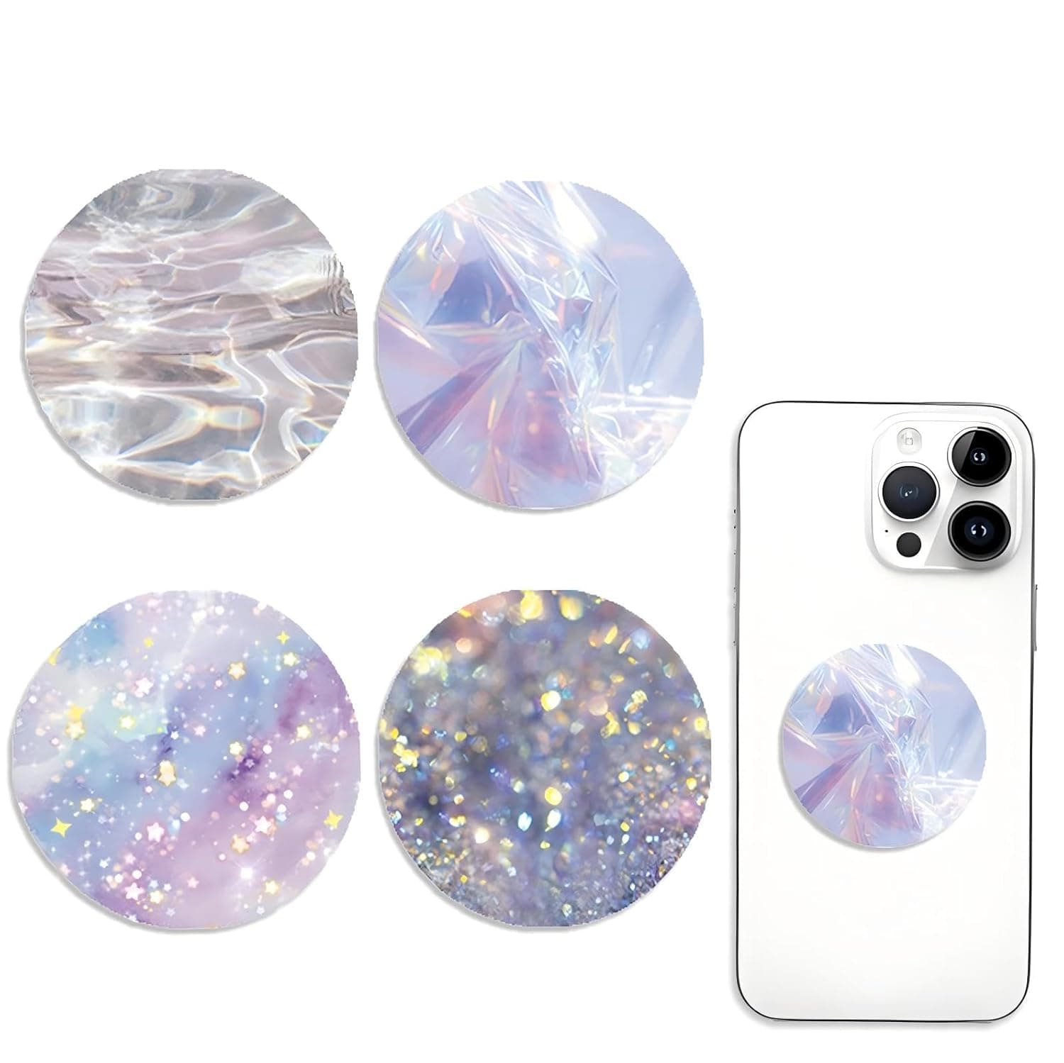 4 Pcs Phone Finger Holder Grip,Cell Phone Finger Foldable Holder Starry Sky Pattern Grip, Stylish Accessories for All Smartphones and Tablets, Ins Style