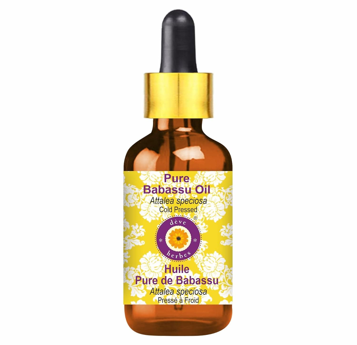 Deve Herbes Pure Babassu Oil (Attalea speciosa) with Glass Dropper Cold Pressed 15ml (0.50 oz)