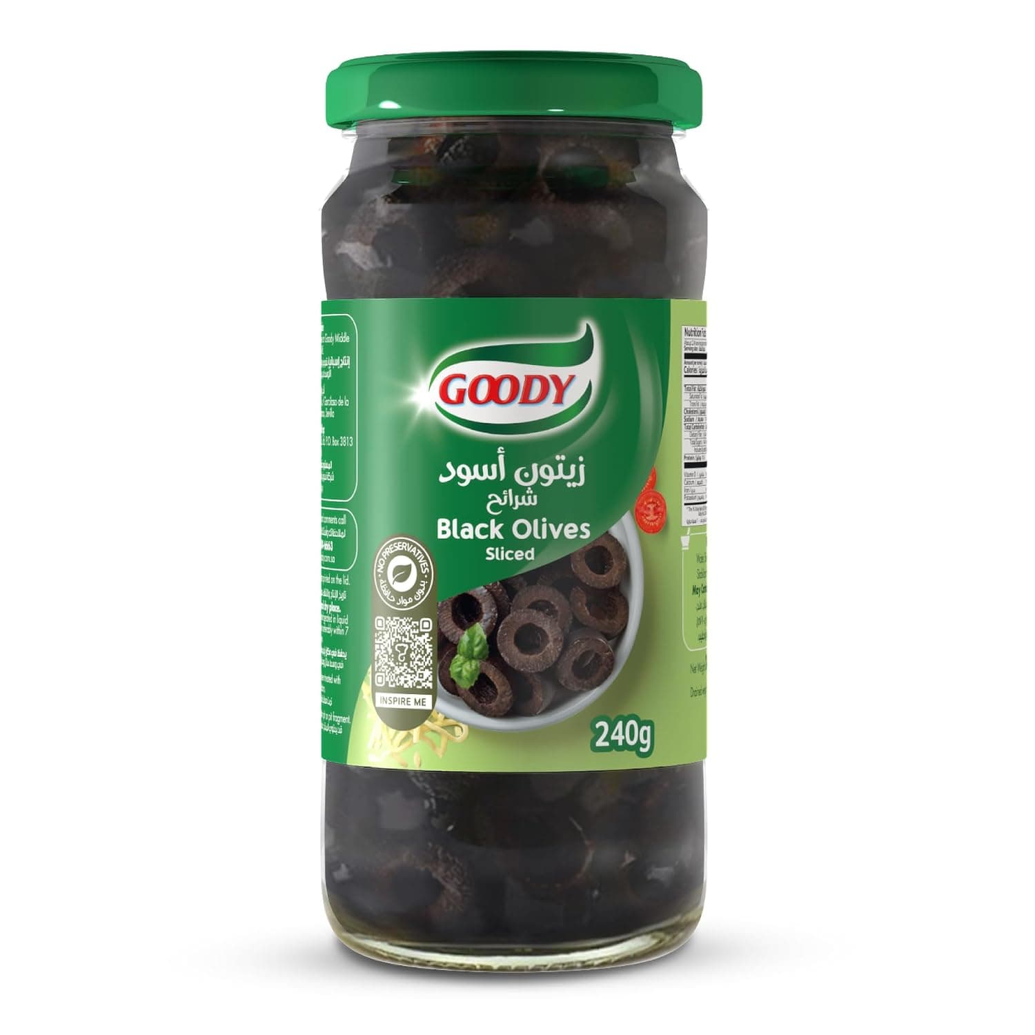 Goody Black Olives Sliced 240 g Jar, Rich Flavor, Good Texture, Perfect For Mediterranean And Italian Dishes