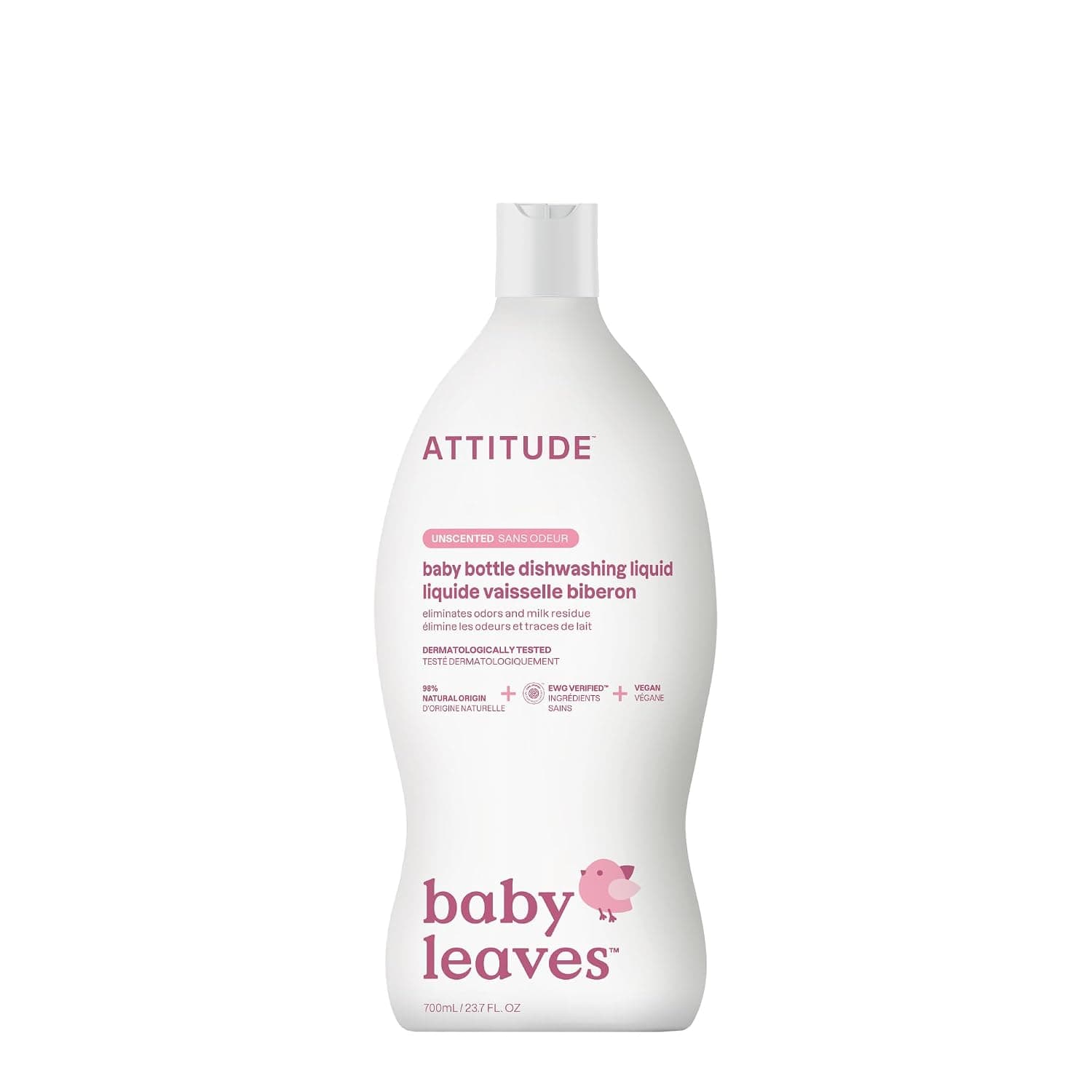 ATTITUDE Baby Bottle Wash, Plant-Based and Unscented, Gentle on Sensitive Skin, Tough on Milk Residue, 700ml
