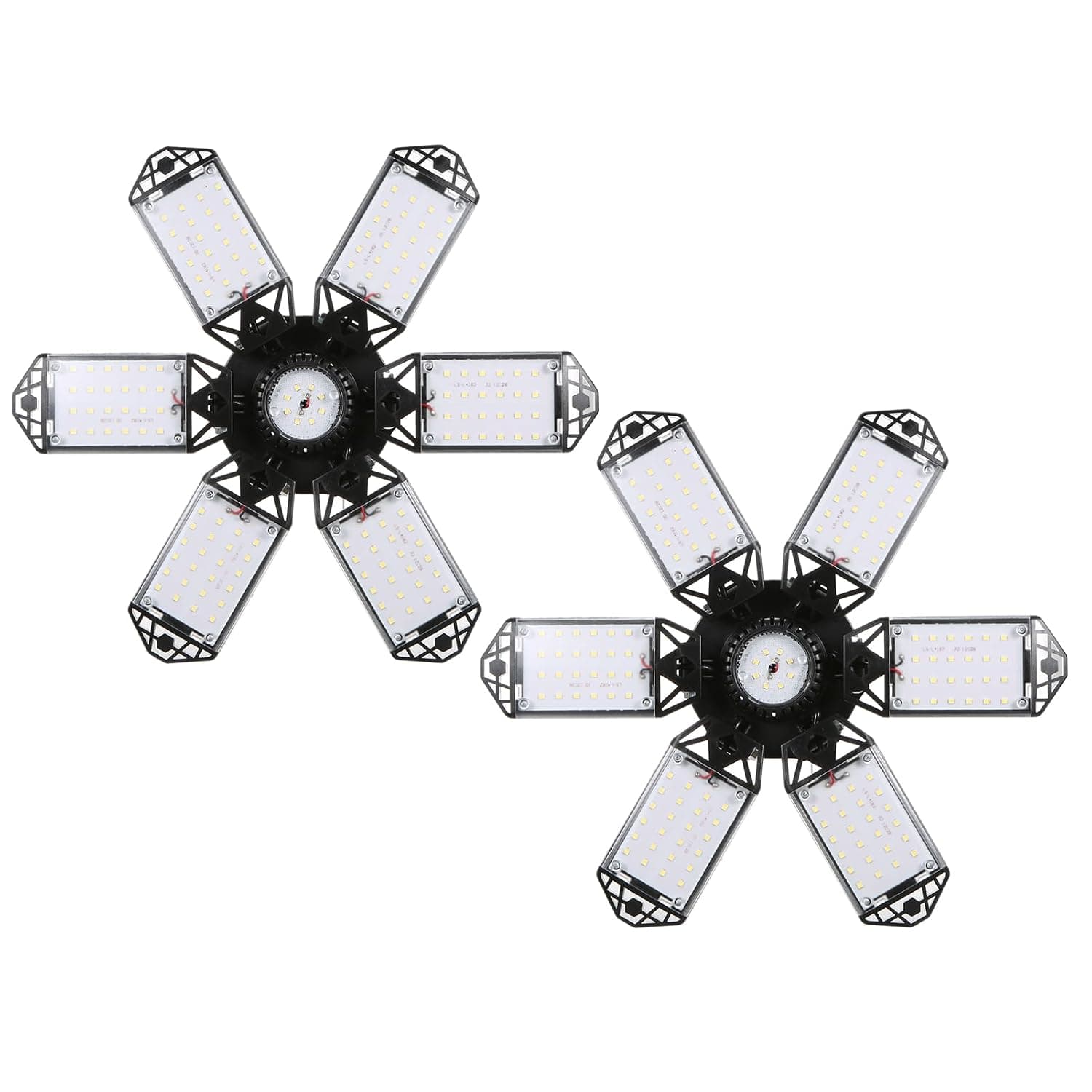 HELEMIY 2PCS A C85-265V 160W 152LEDs Garage Light with 6 Adjustable Panels Deformable Folding Foldable Ceiling Lamp E26E27 Base Socket Holder for Garage Warehouse Workshop Basement Gym Kitchen