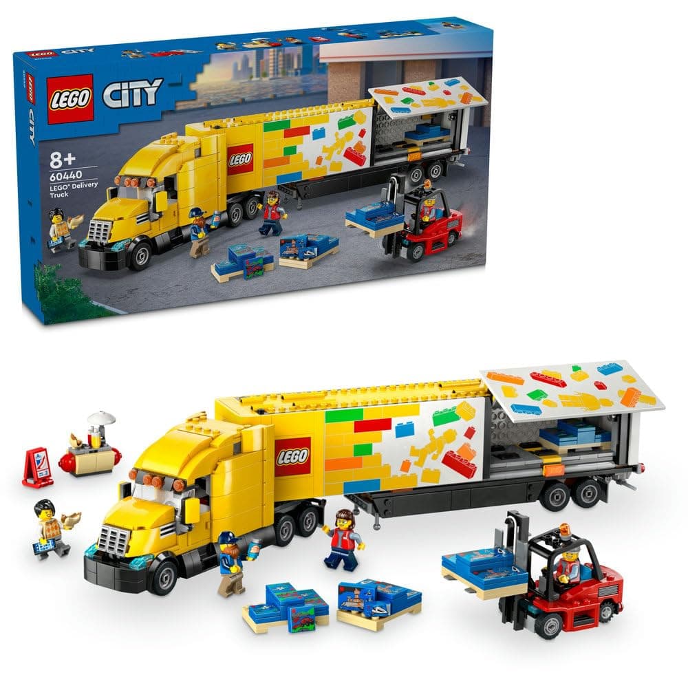 LEGO City Yellow Delivery Truck 60440 | Delivery Truck Toy, Forklift & 4 Minifigures, Semitruck Model, Gift for 8+ Year Old Boys & Girls, 1,061 Pieces