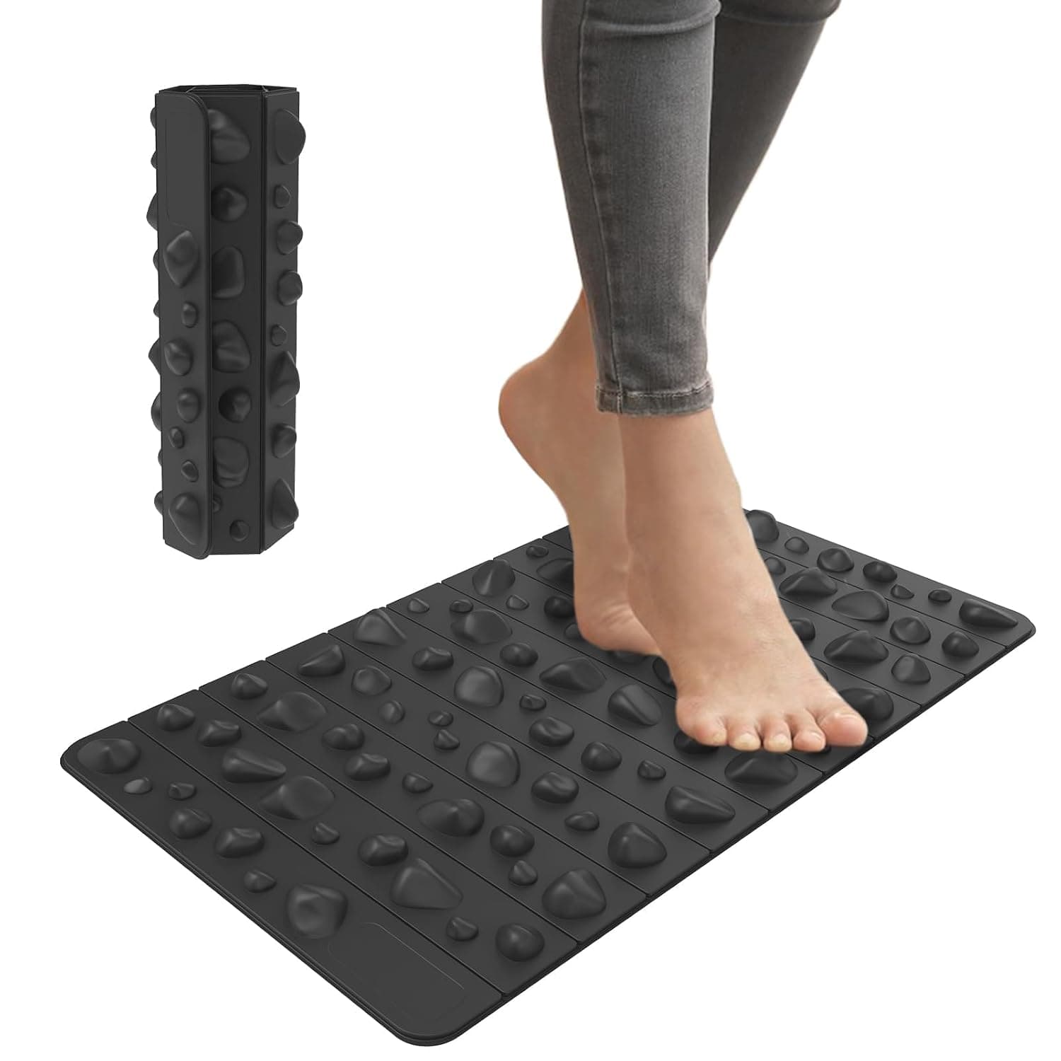X spring Foot Massage Mat, Acupressure Reflexology Mat with 1200+ Massage Nodes, Relieves Foot Pain and Improves Circulation, Perfect for Relaxation After Long Standing (Black)