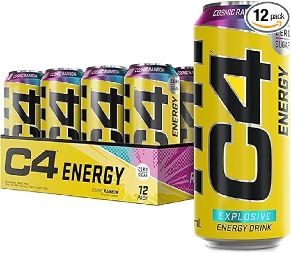C4 Performance Energy Drinks Cosmic Rainbow 500ml (12 pack) | Sugar Free Energy Drink with 160mg Caffeine, 250mg Betaine, 1050mg Taurine | Low Calorie Fizzy Drinks for On the Go Energy and Focus