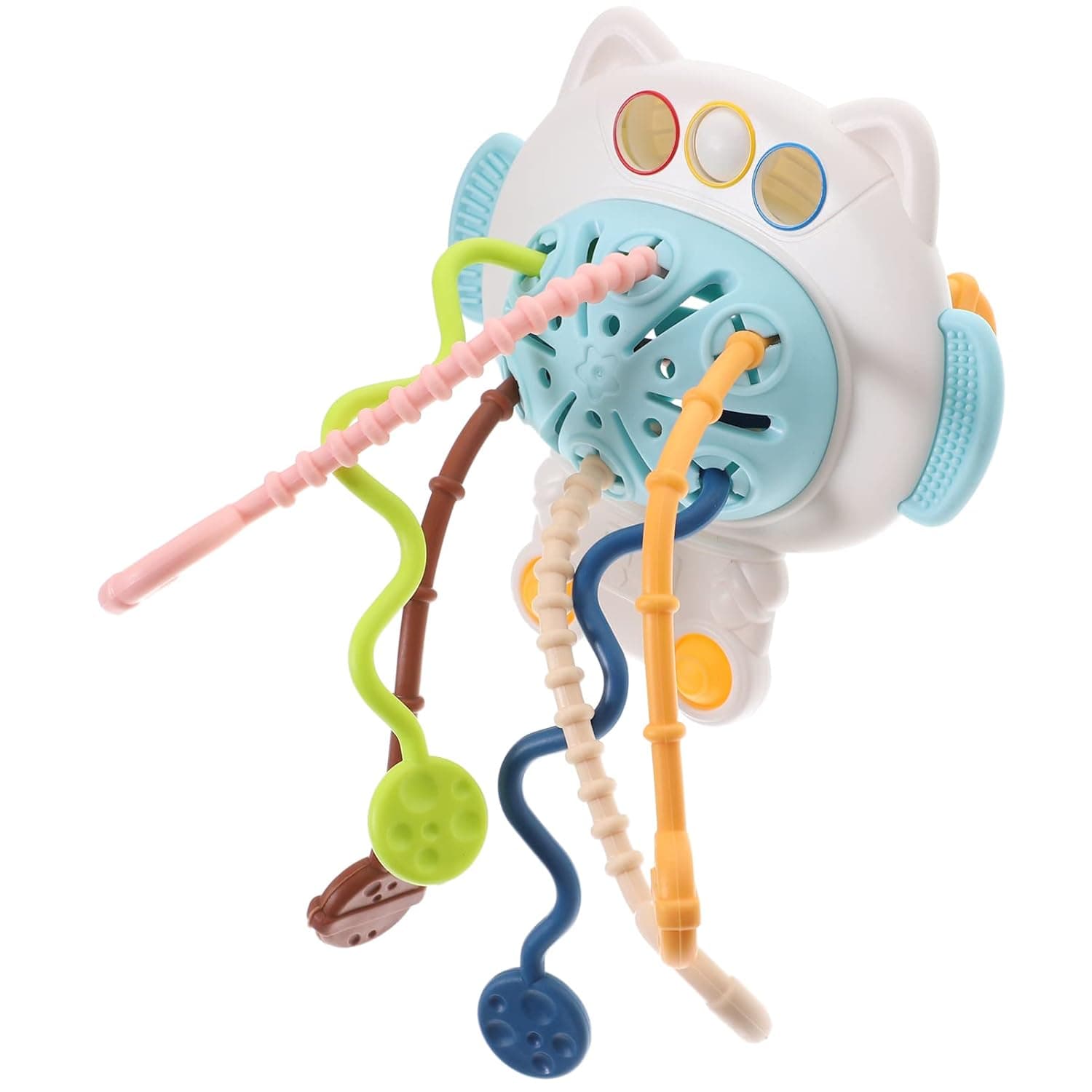 Cat Silicone Pull String Activity Toy Lovely Animal Sensory Educational STEM Teething Motor Skills Interactive Toys for Infants Toddlers Boys Girls