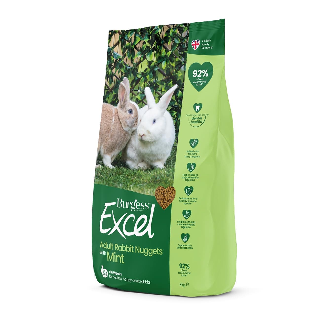 Burgess - Adult Rabbit Nuggets with Mint - 3kg (40001)