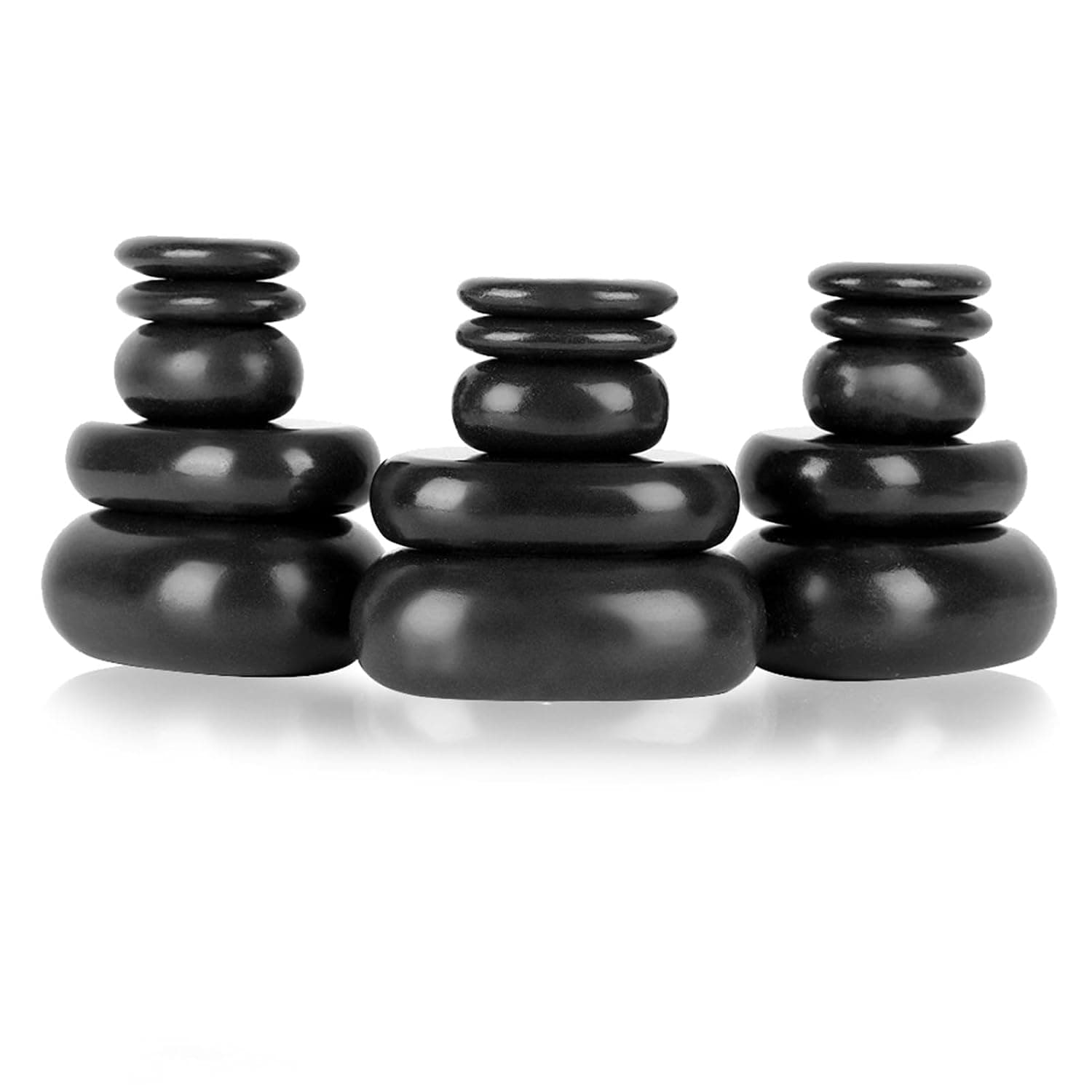 Generic 20Pcs Black Basalt Massage Stones, Professional Home Foot Massage Set, Different Sizes Stones for Arch, Toes, Legs, Ankle and Sole