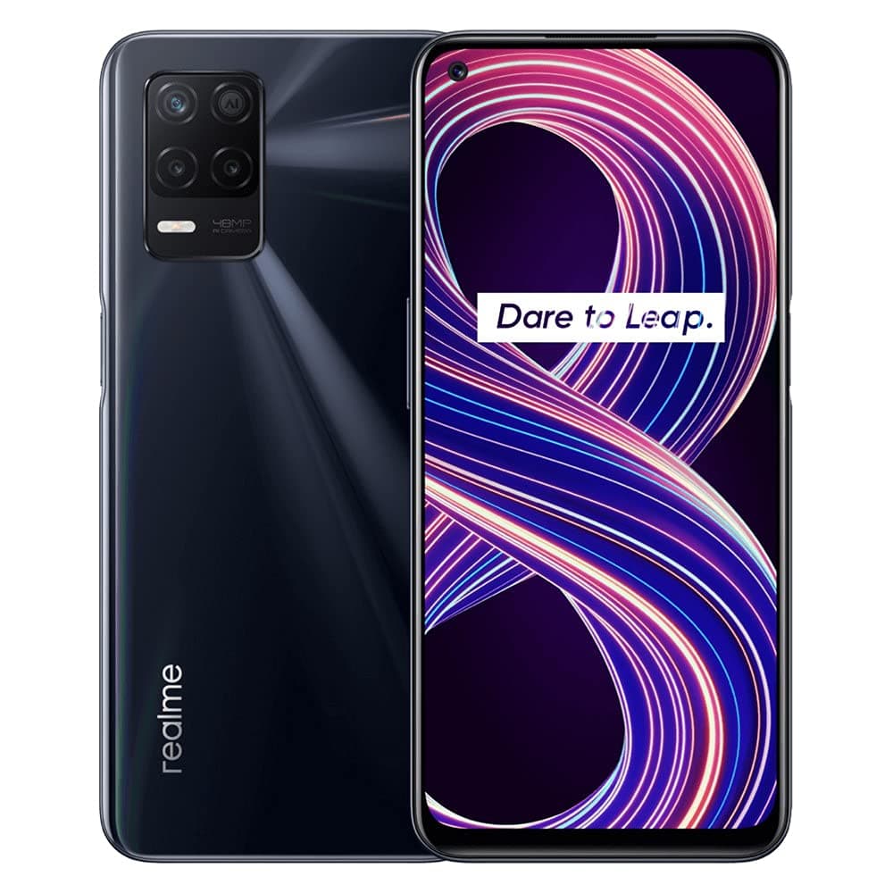 Realme 8 5G + 4G Volte GSM Unlocked Global USA Latin Europe Octa Core 48MP Triple Camera (NOT Verizon/Boost/CDMA) (Black Supersonic, 128+8GB)