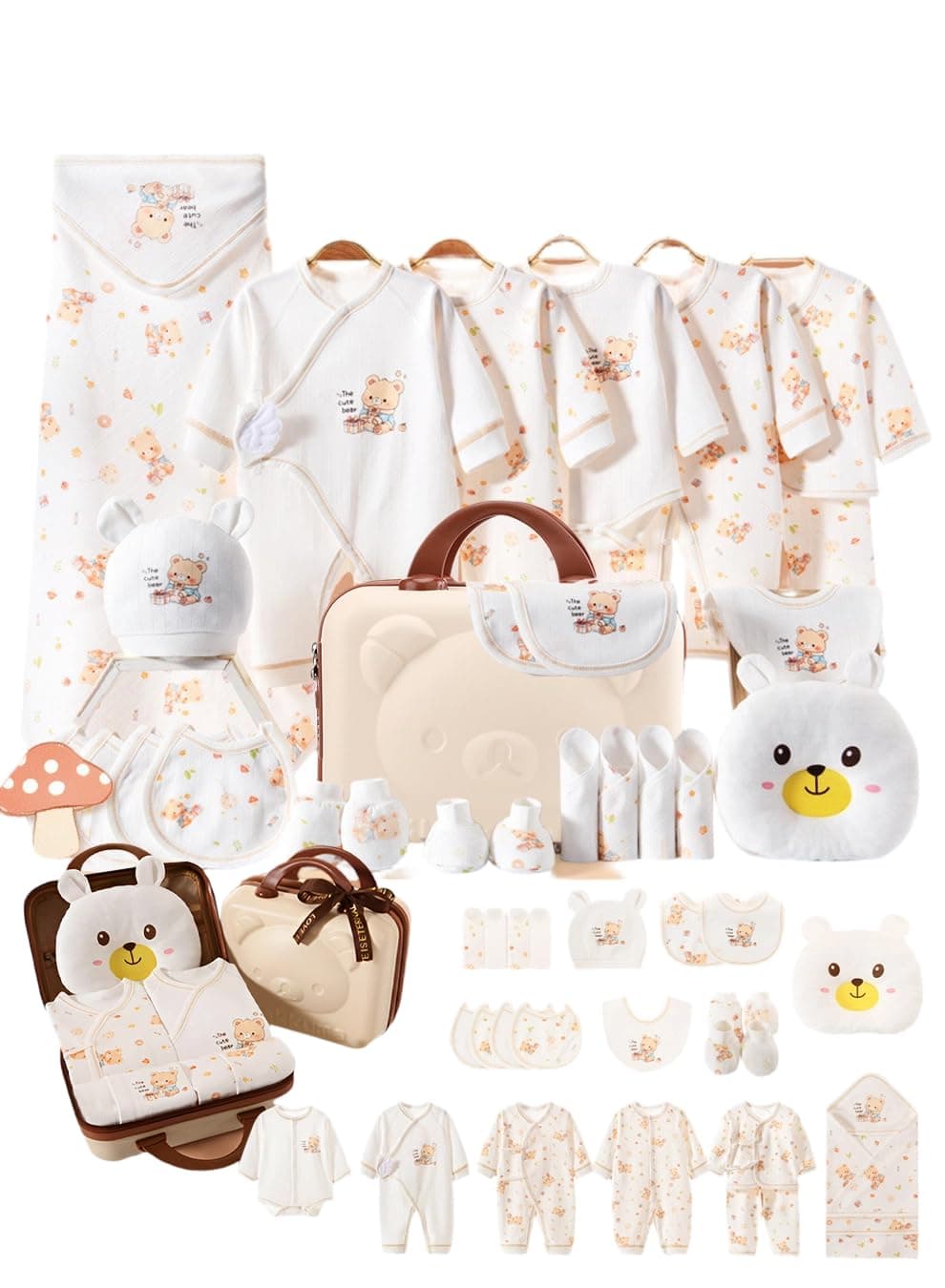 26PCS Newborn Baby Gift Set, Newborn Layette Gift Set for Boys and Girls, Babies Essential Clothes Accessories with Baby Blanket, Premium Cotton, for Spring Summer Autumn Winter (Gift Box, 66cm)