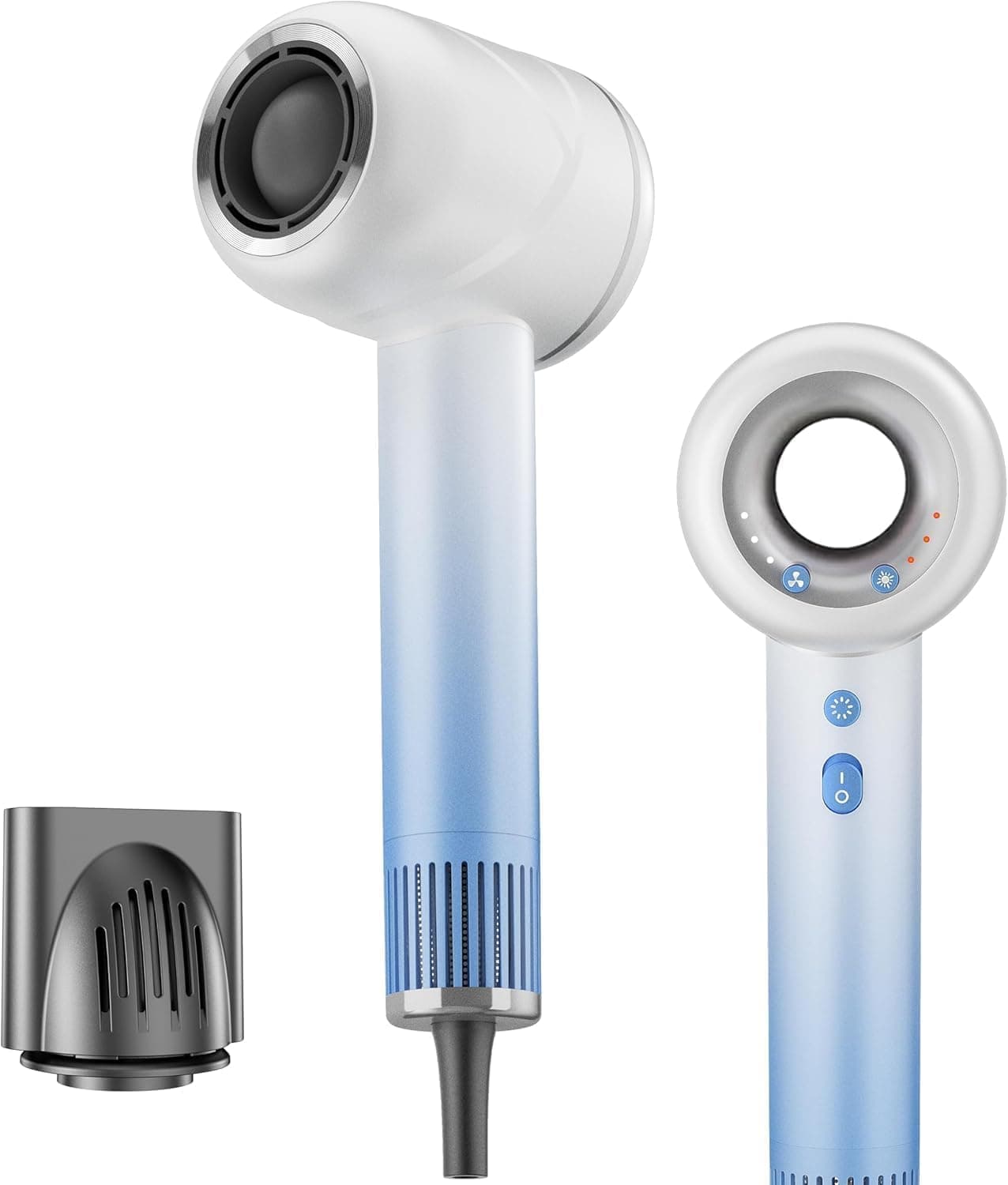 مجفف شعر عالي السرعة 1800 واط للعناية بالشعر 200 مليون ايونات سالبة، محرك عديم المسفرات 110000 دورة في الدقيقة سريع الجفاف، 4 درجات حرارة و3 اعدادات للسرعة، مجفف شعر محمول منخفض الضوضاء مع موزع للمنزل