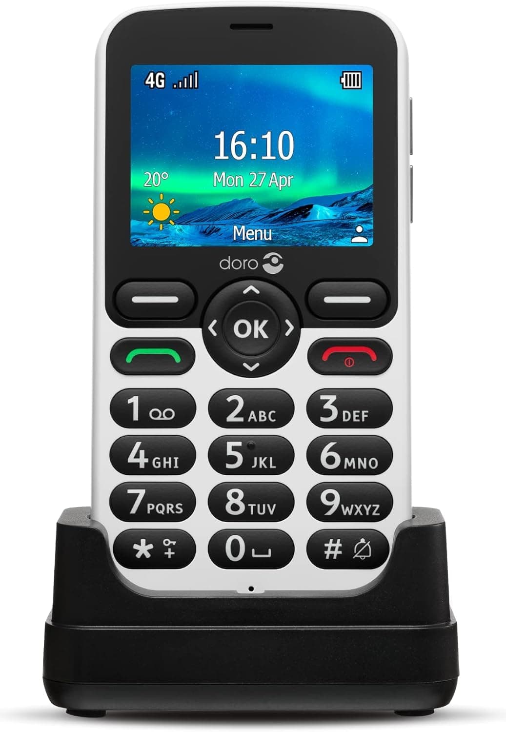 Doro 5860 Single-Sim 128MB (GSM only | No CDMA) Factory Unlocked 4G/LTE Cellphone (Black/White) - International Version